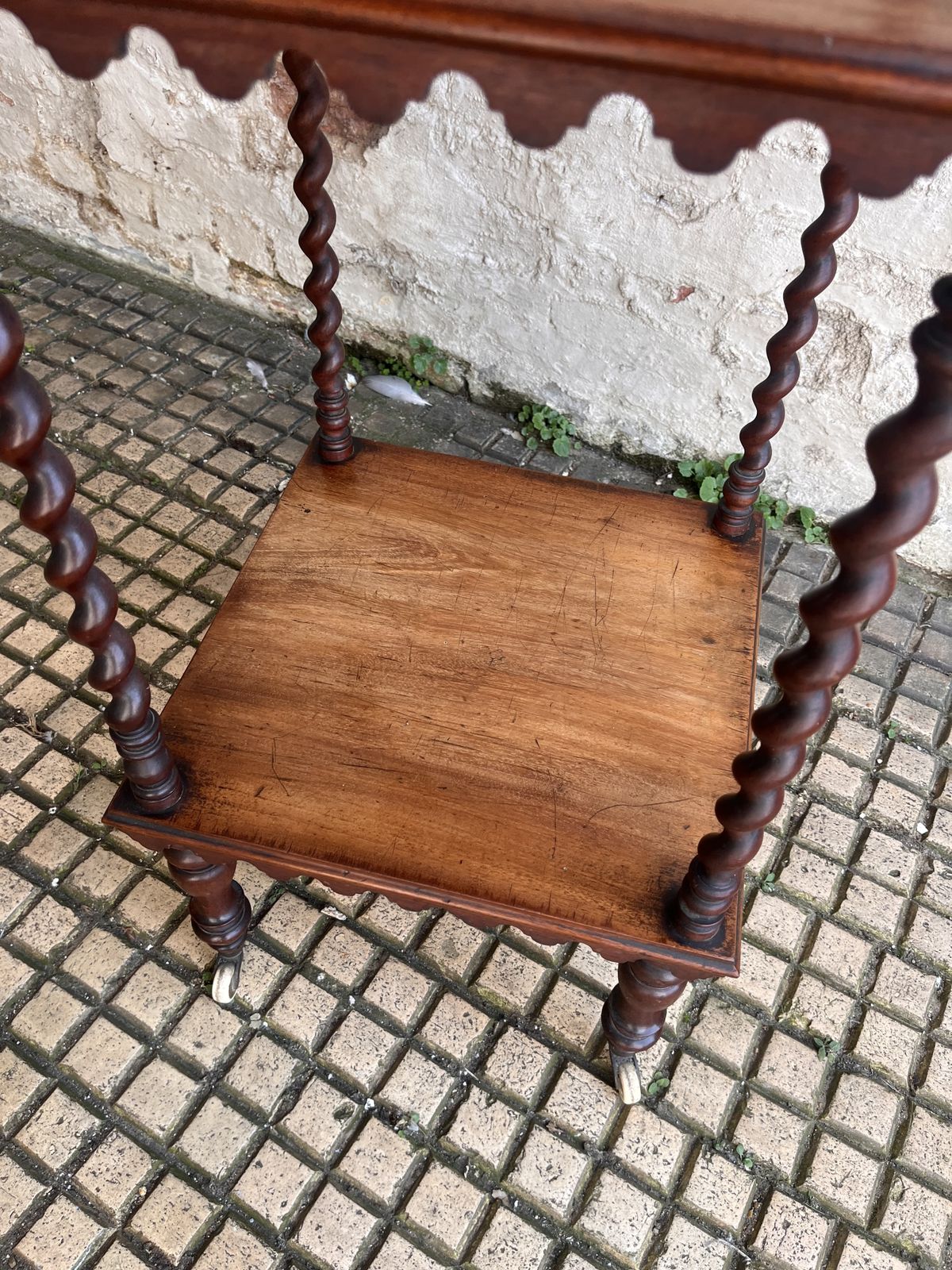 795.0 Antique Mahogany  Three Tiered Barley Twist Etagere Whatnot photo