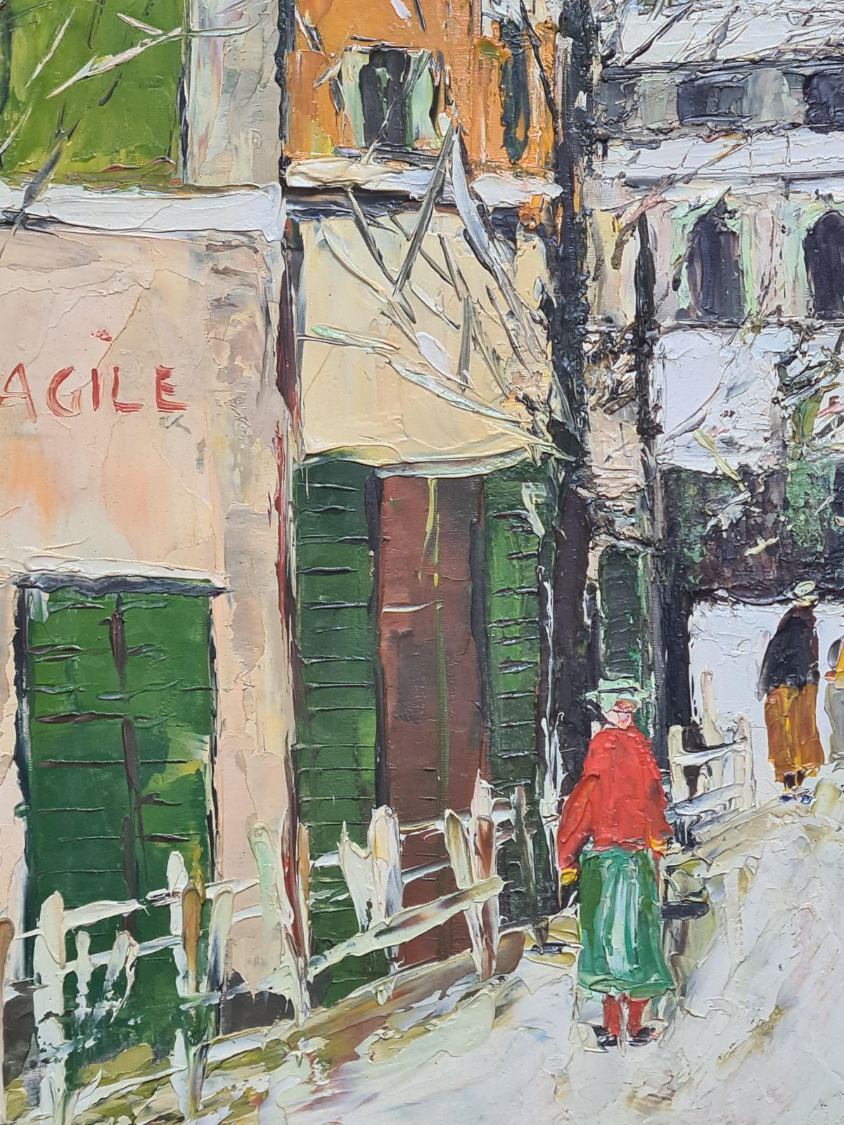Paris, Montmartre In The Snow, Cabaret Au Lapin Agile After Maurice Utrillo From 1970 By Jean Mesturini photo vinterior
