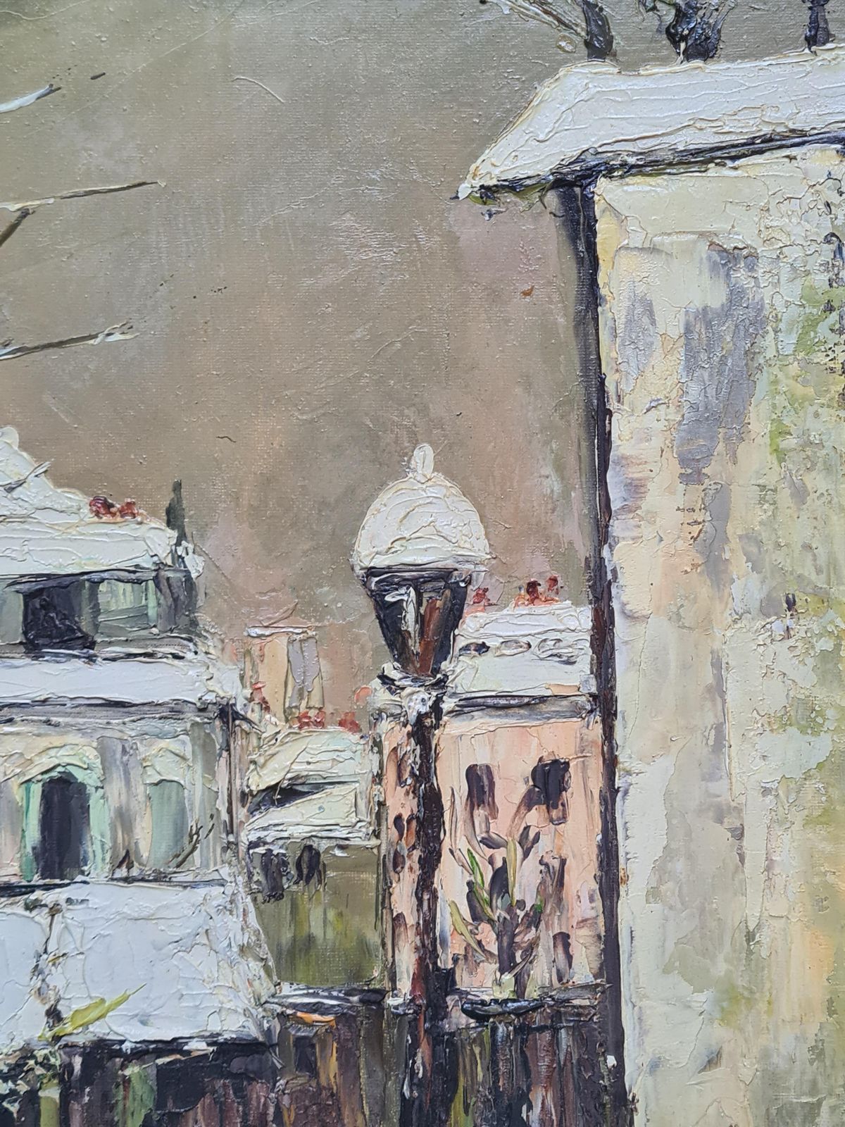 Paris, Montmartre In The Snow, Cabaret Au Lapin Agile After Maurice Utrillo From 1970 By Jean Mesturini photo vintage