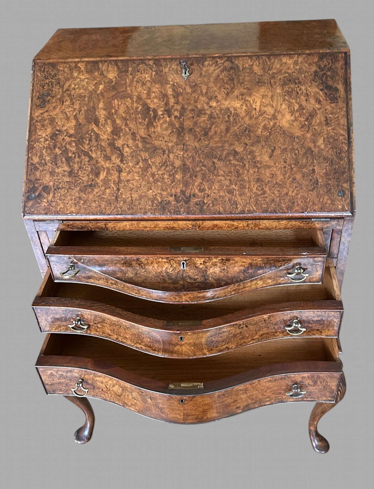 An Attractive Small Burr Walnut Desk C1920's photo Furniture
