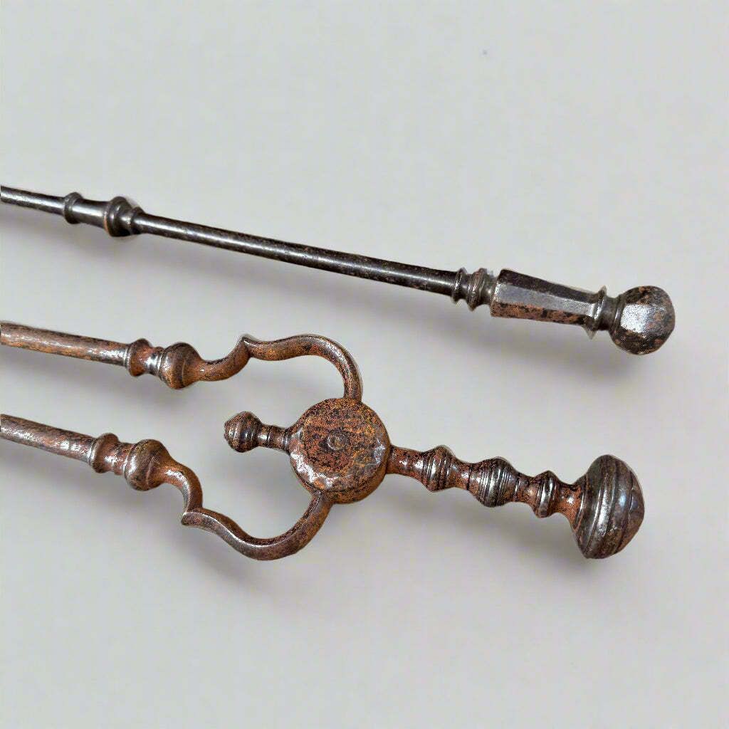 Pair Of 19th Century Steel Fire Irons photo for sale