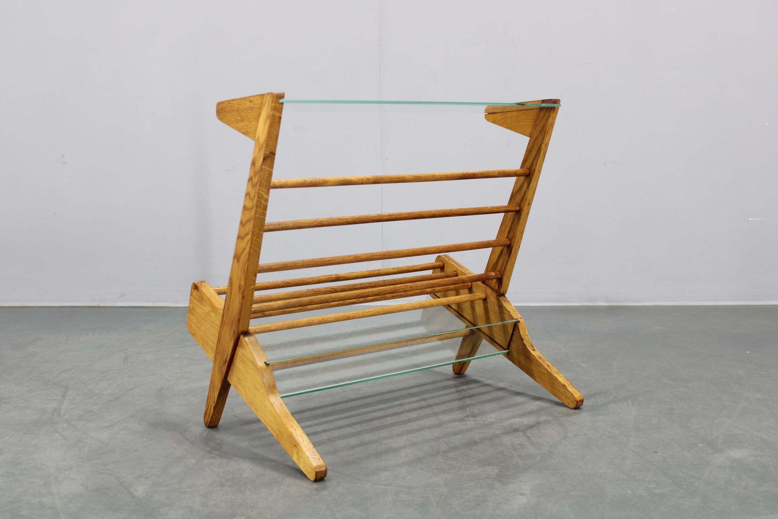 1960s Oak Book Stand Shelf / Rack By  Uluv, Czechoslovakia photo vinterior
