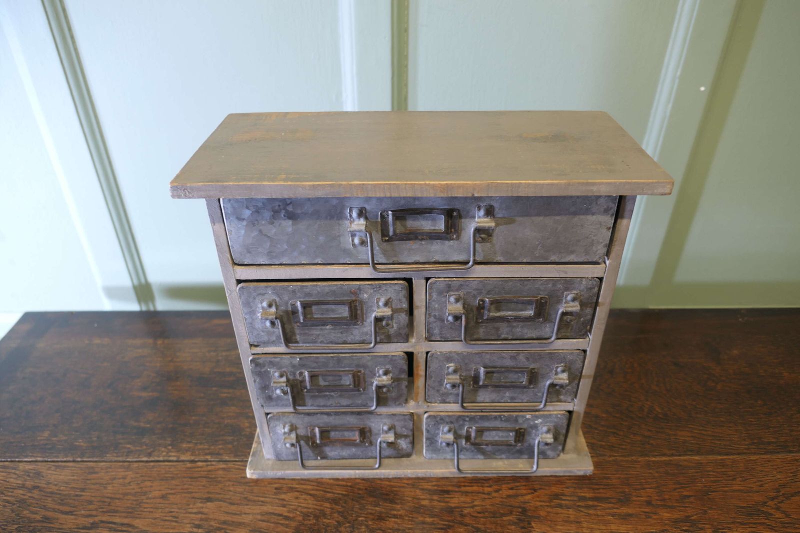 Industrial Look Metal Filing Drawers, Collector Cabinet photo furniture