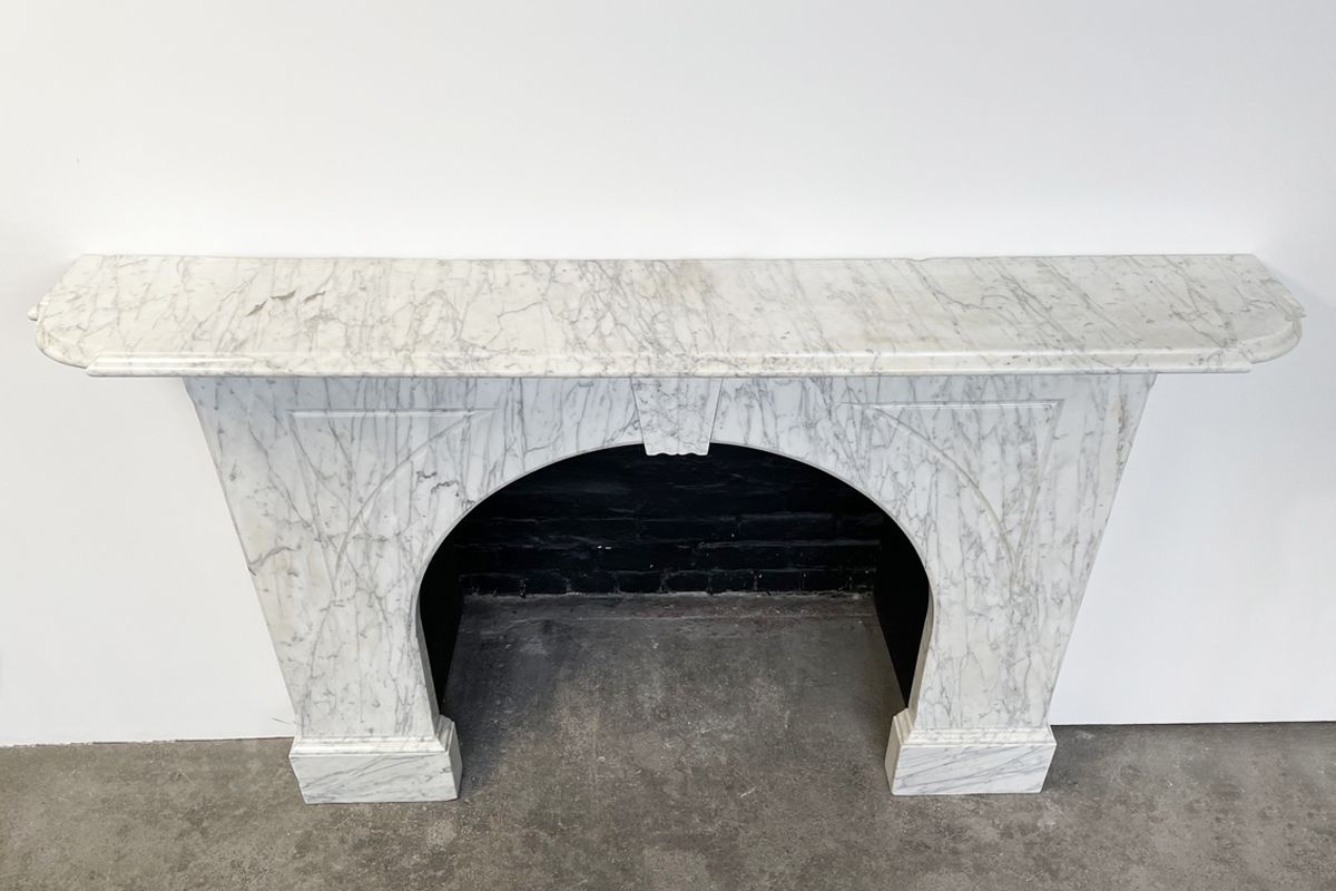 Reclaimed Arched Victorian Carrara Marble Fireplace Surround photo Home Fixtures