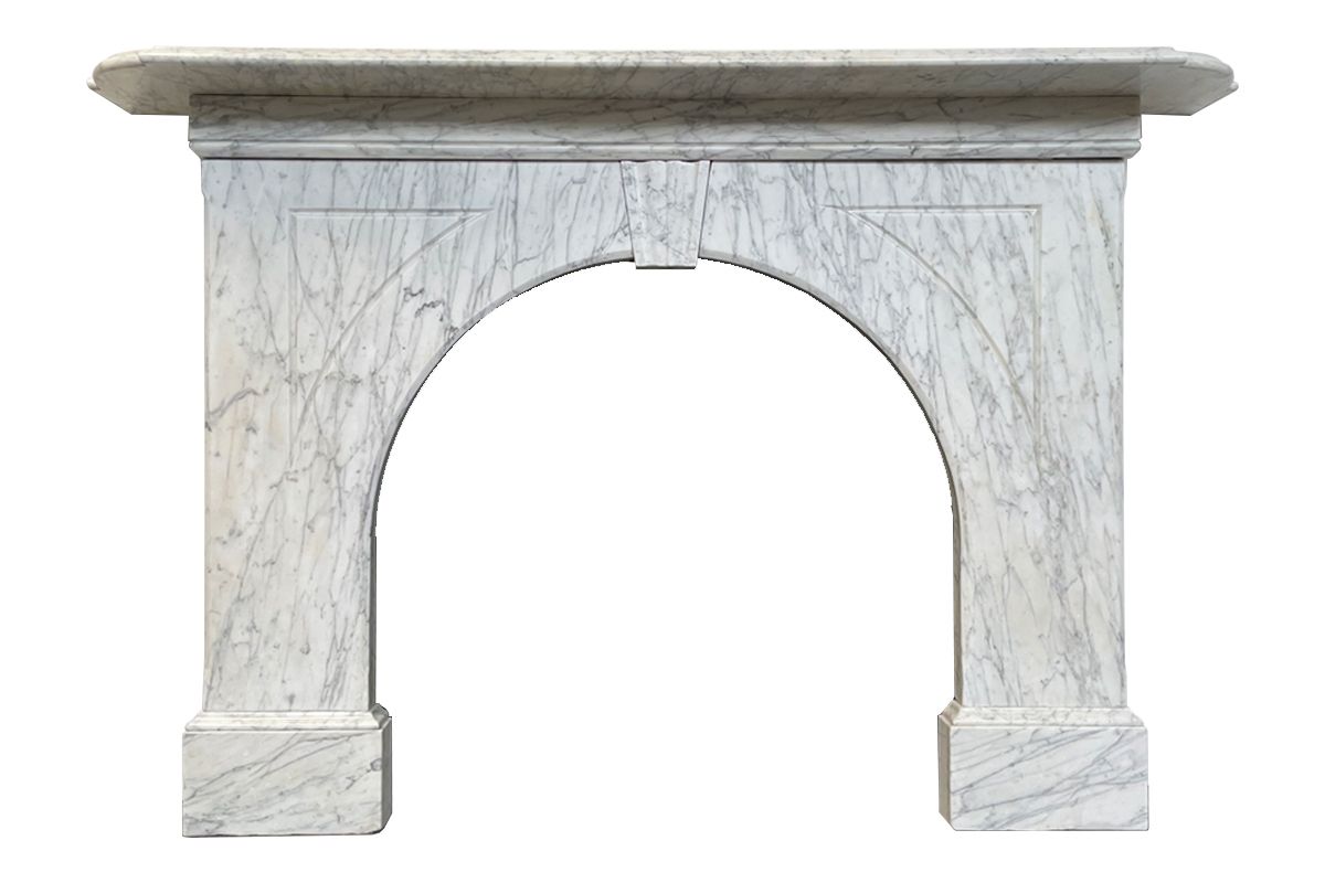 2250.0 Reclaimed Arched Victorian Carrara Marble Fireplace Surround photo