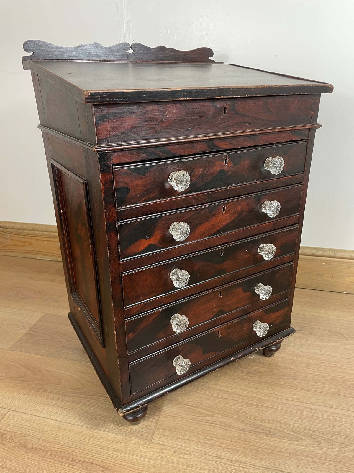 Victorian Original Painted Pine 5 Drawer Desk.