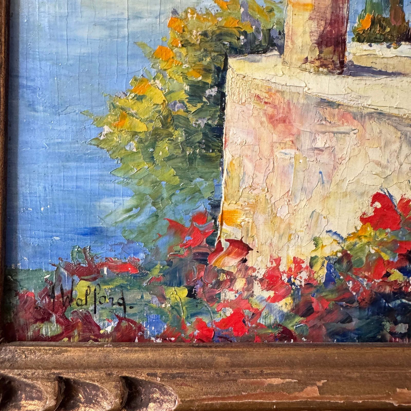Astrid Walford Ca 1950s. Four Oil On Board Painting. French Riviera photo for sale