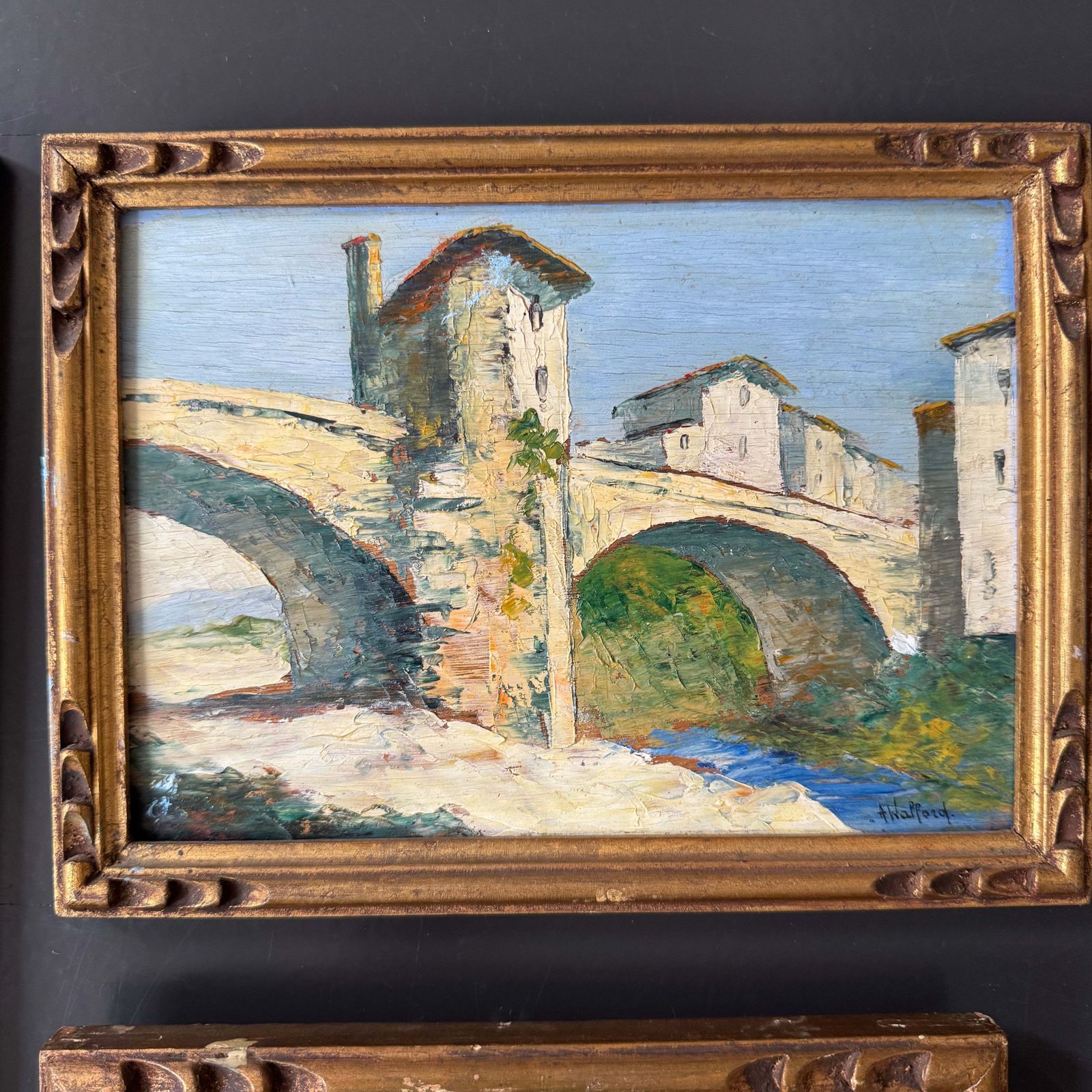 Astrid Walford Ca 1950s. Four Oil On Board Painting. French Riviera photo Art
