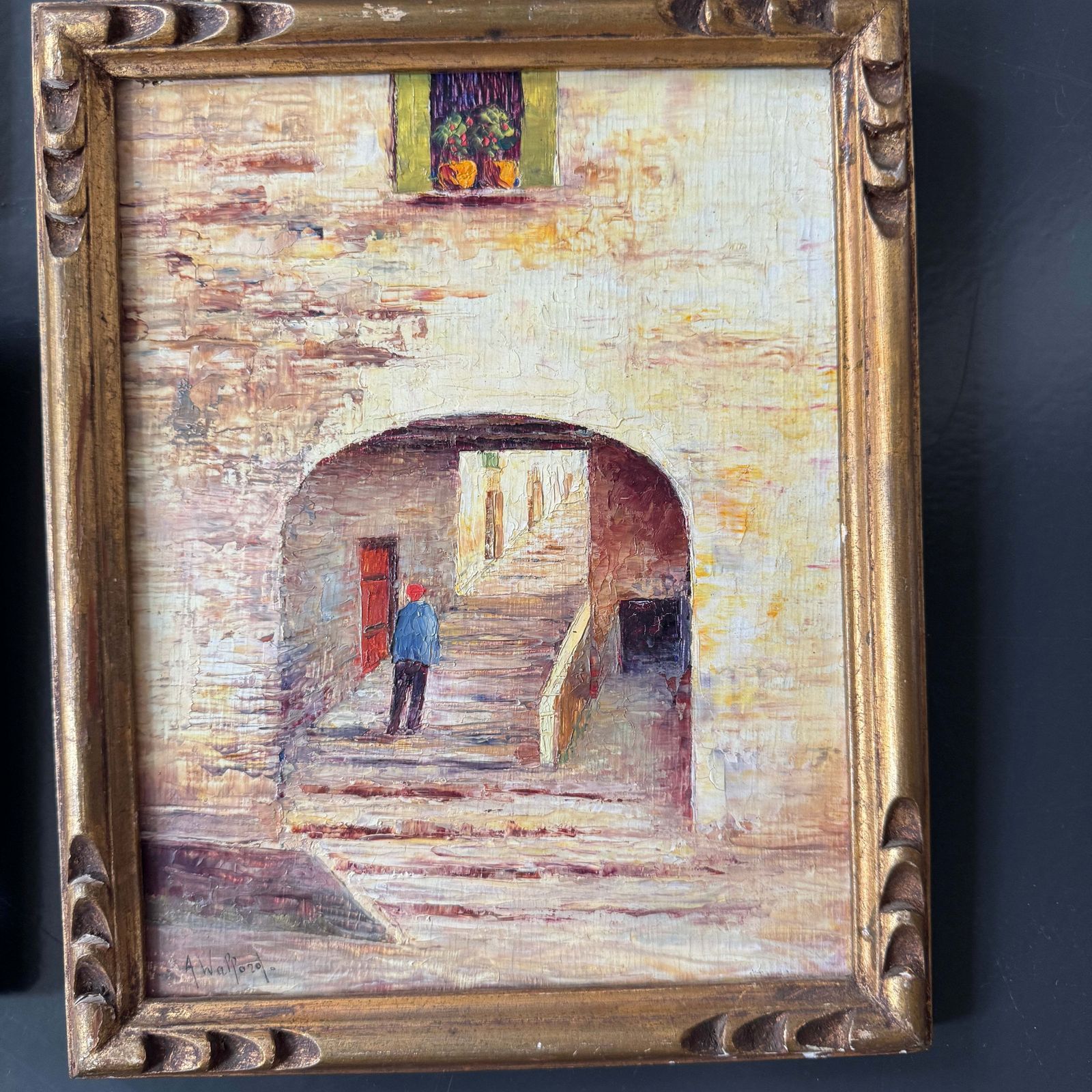 Astrid Walford Ca 1950s. Four Oil On Board Painting. French Riviera photo vinterior