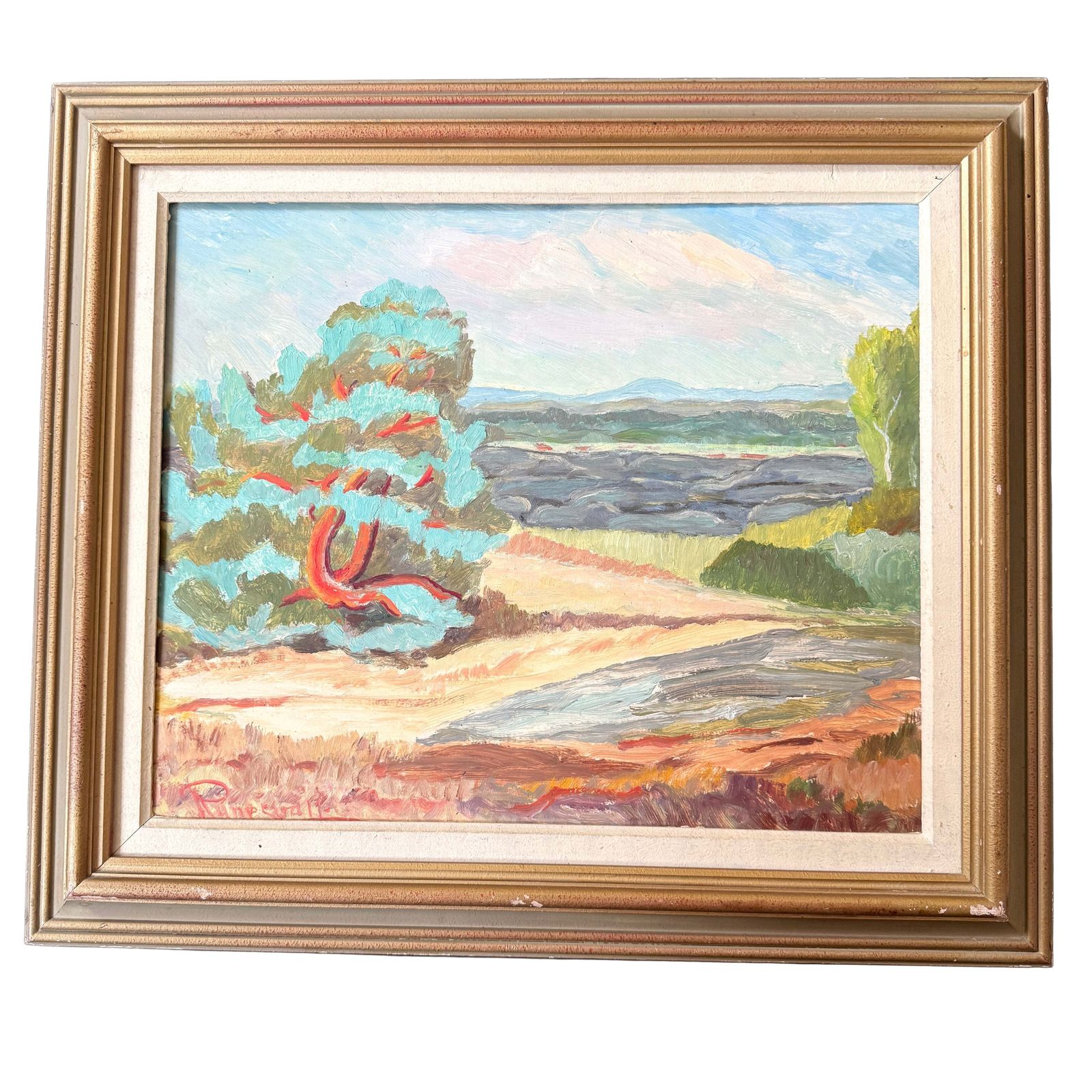 Path To The Quiet Shore 1955. Vintage Swedish Oil Painting.
