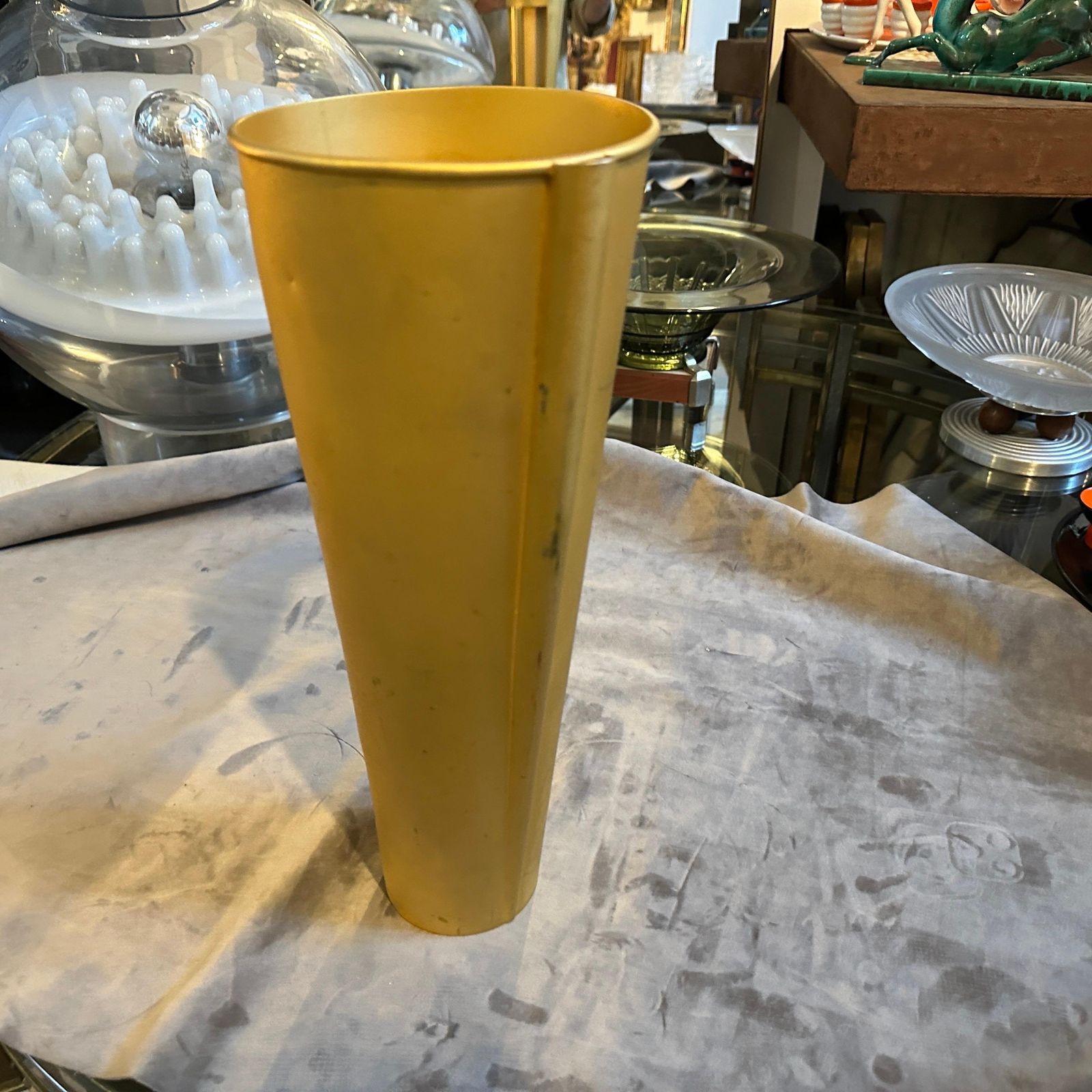photo furniture 1970s Modern Gilted Metal Sculptural Italian Design Jug Vase