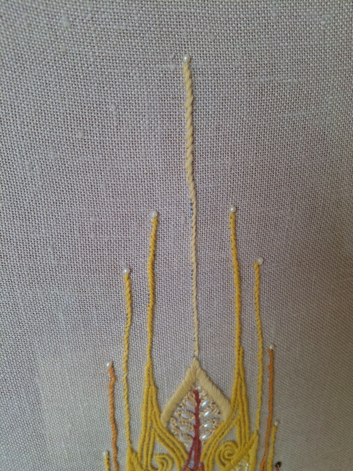 Fab Vintage Needlework Textile Harvest Wall Art Embroidery Crewel Penelope 1970s photo 175.0