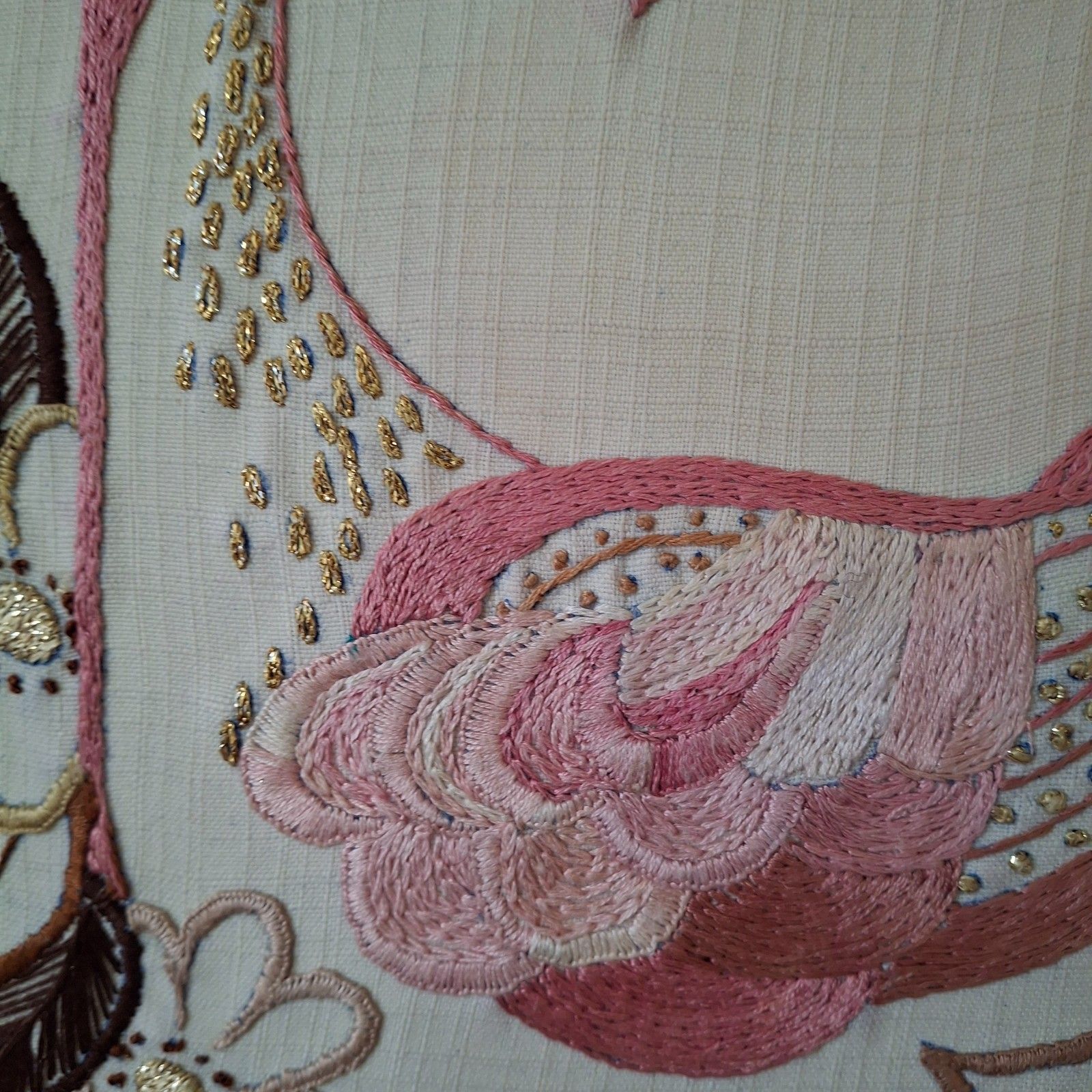 Fab Vintage Retro 70s Embroidery Stitch Sewn Fire Bird Peacock Wall Art Picture photo 100.0