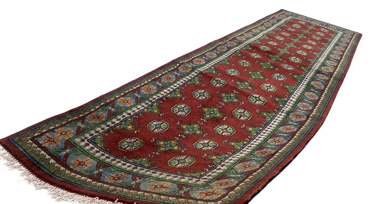 photo for sale Bokhara Geometric Turkmen 3x10 Hand Knotted Runner Rug