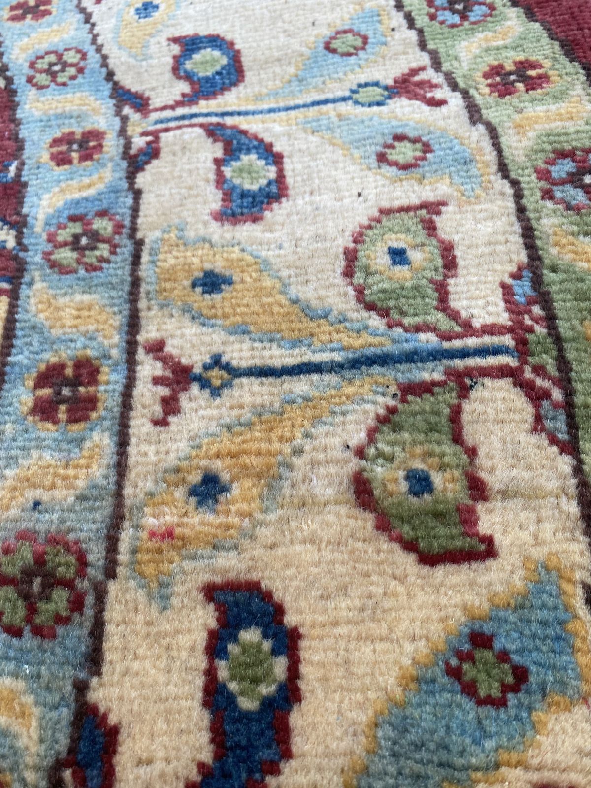 6x6 Red Geometric Kazak Caucasian Circle Round Rug photo vintage