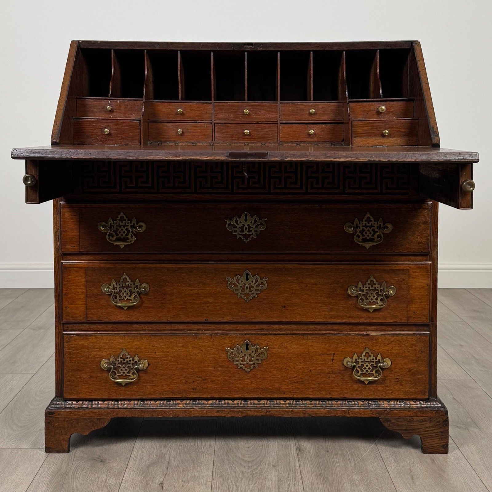 Antique 18th Century Good Quality Bureau In Golden Oak photo furniture