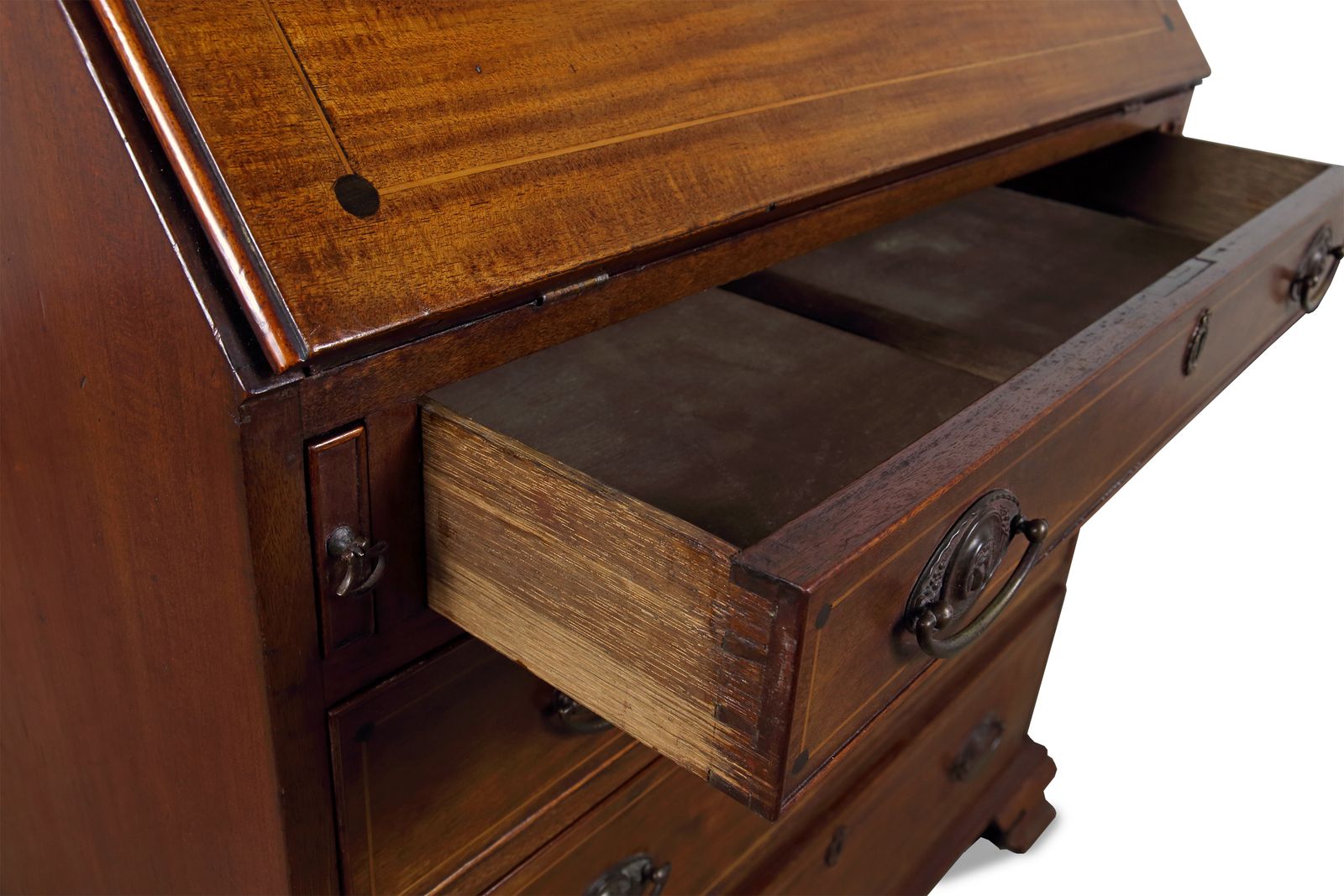 Edwardian Mahogany &  Inlaid Writing Bureau photo vinterior
