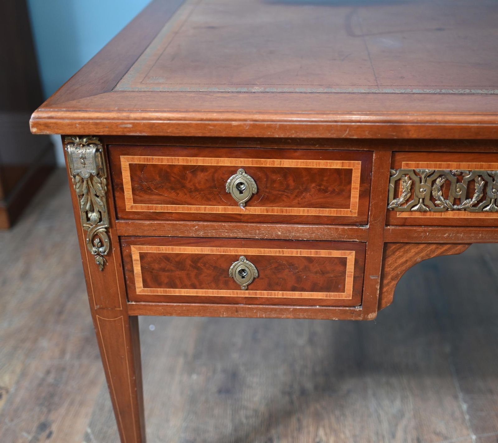 French Antique Desk Directoire Bureau Plat 1880 photo 2350.0