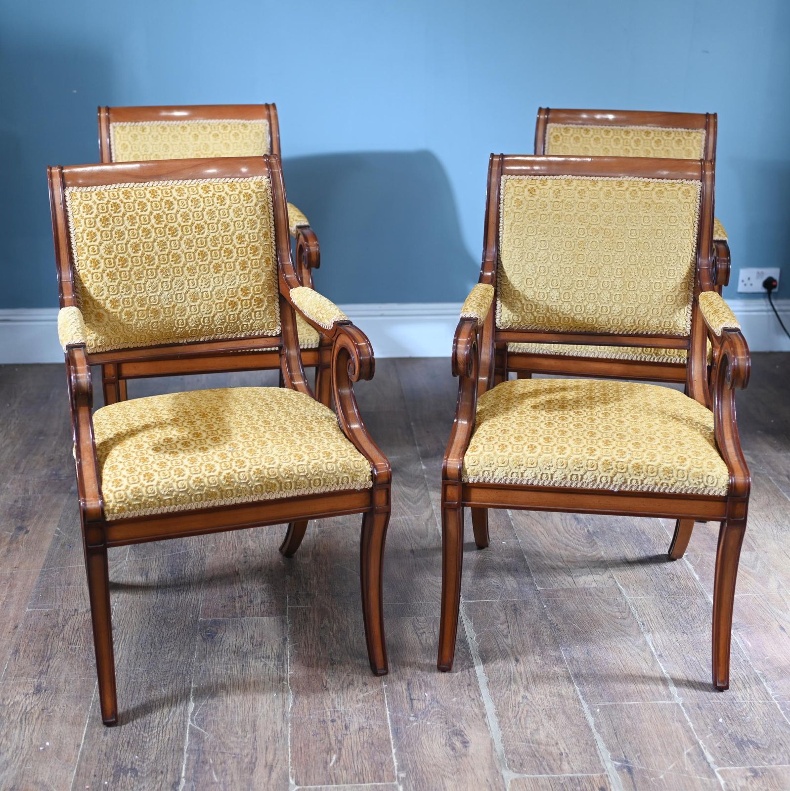 Set Biedermeier Arm Chairs Mahogany Seats 1930 photo for sale