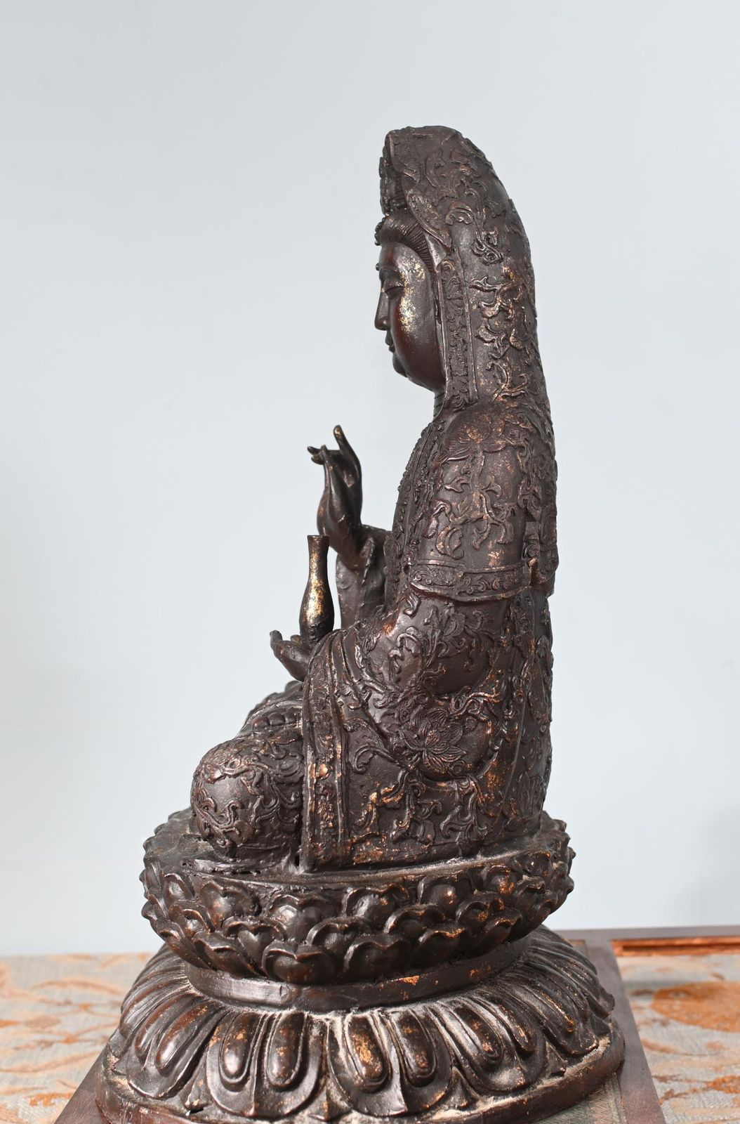 Antique Bronze Buddha Statue Guanyin Kwan Yin Bodhisattva Of Compassion Sculpture photo buy