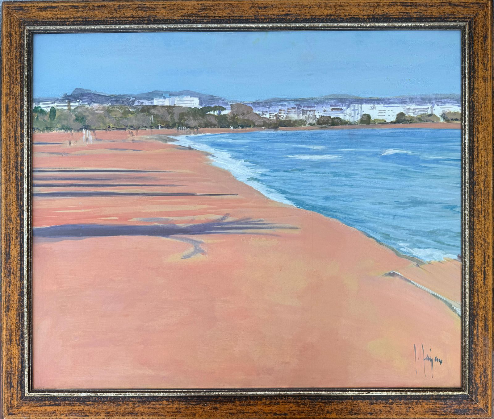 Isidoro Lazaro Marbella Beach Spain Mediterranean Seascape Art Oil On Canvas photo furniture