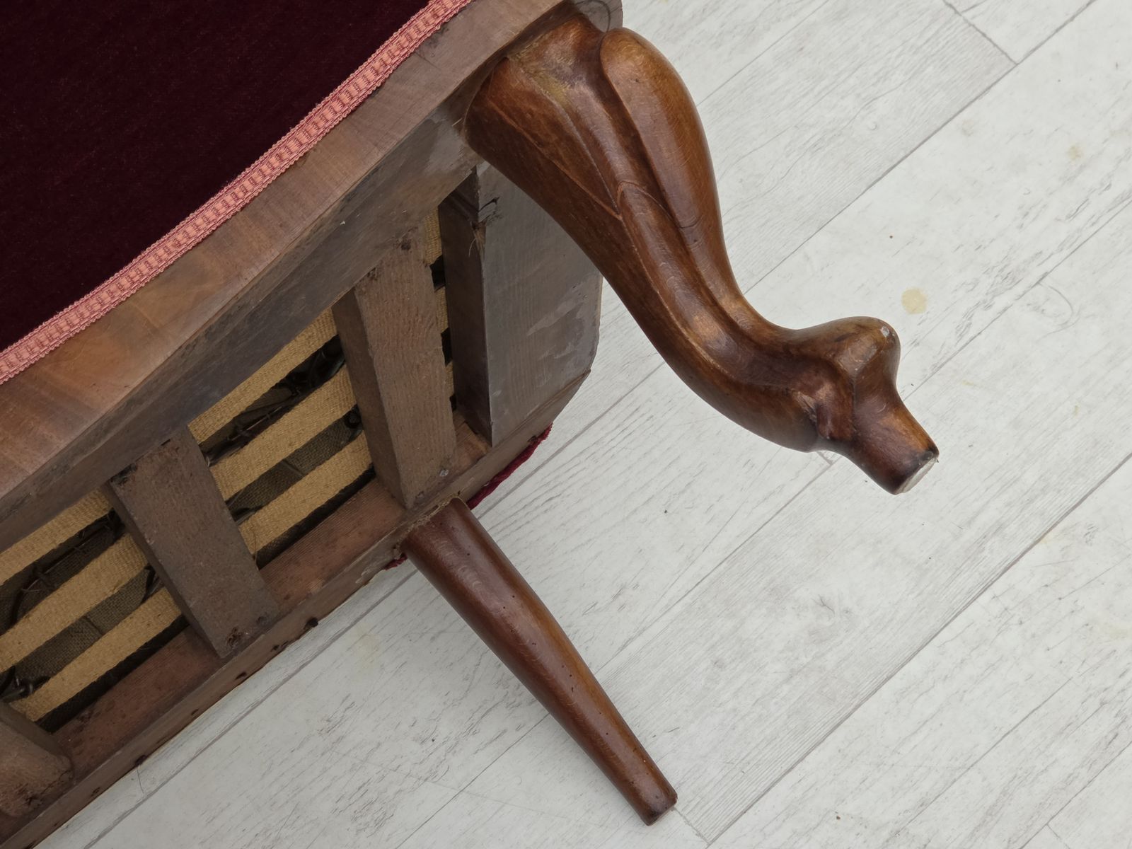 1920 30s, Danish 2 Seater Sofa, Furniture Velour, Ash Wood, Reupholstered. photo Furniture
