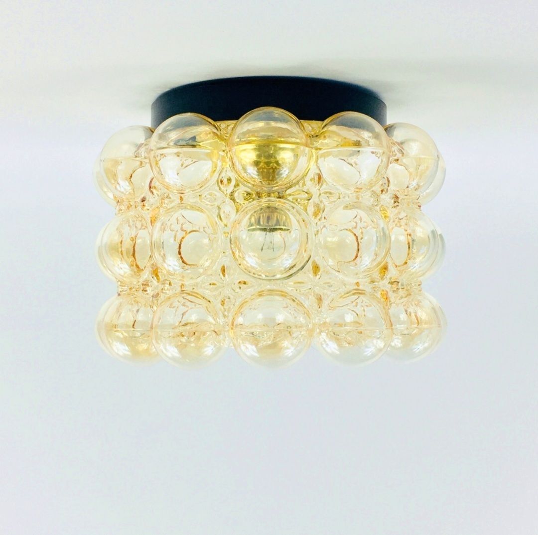 Mid Century Amber Bubble Glass Ceiling Light By Helena Tynell For Limburg, Germany, 1960s photo furniture
