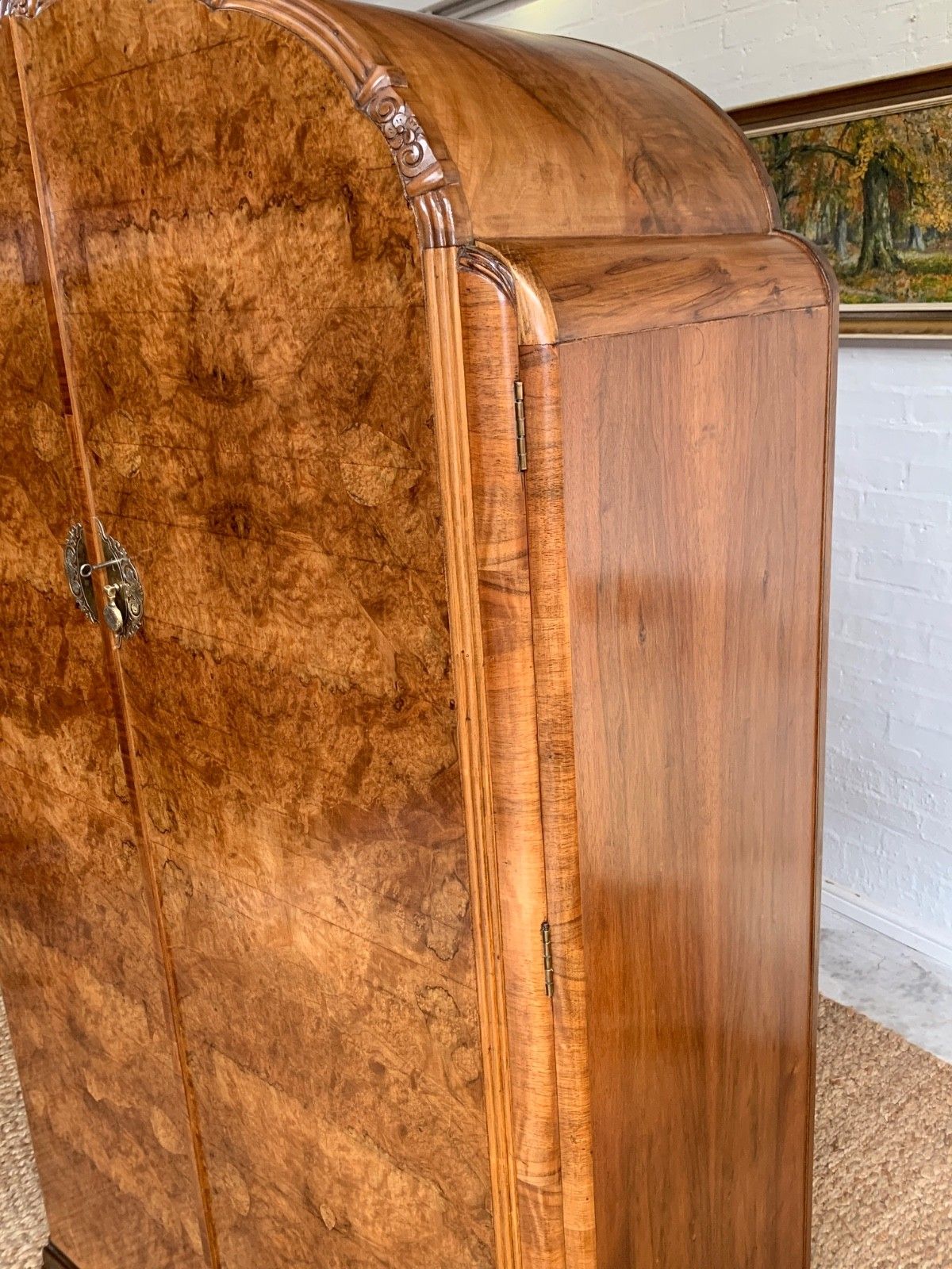 Art Deco Figured Walnut Double Wardrobe photo for sale