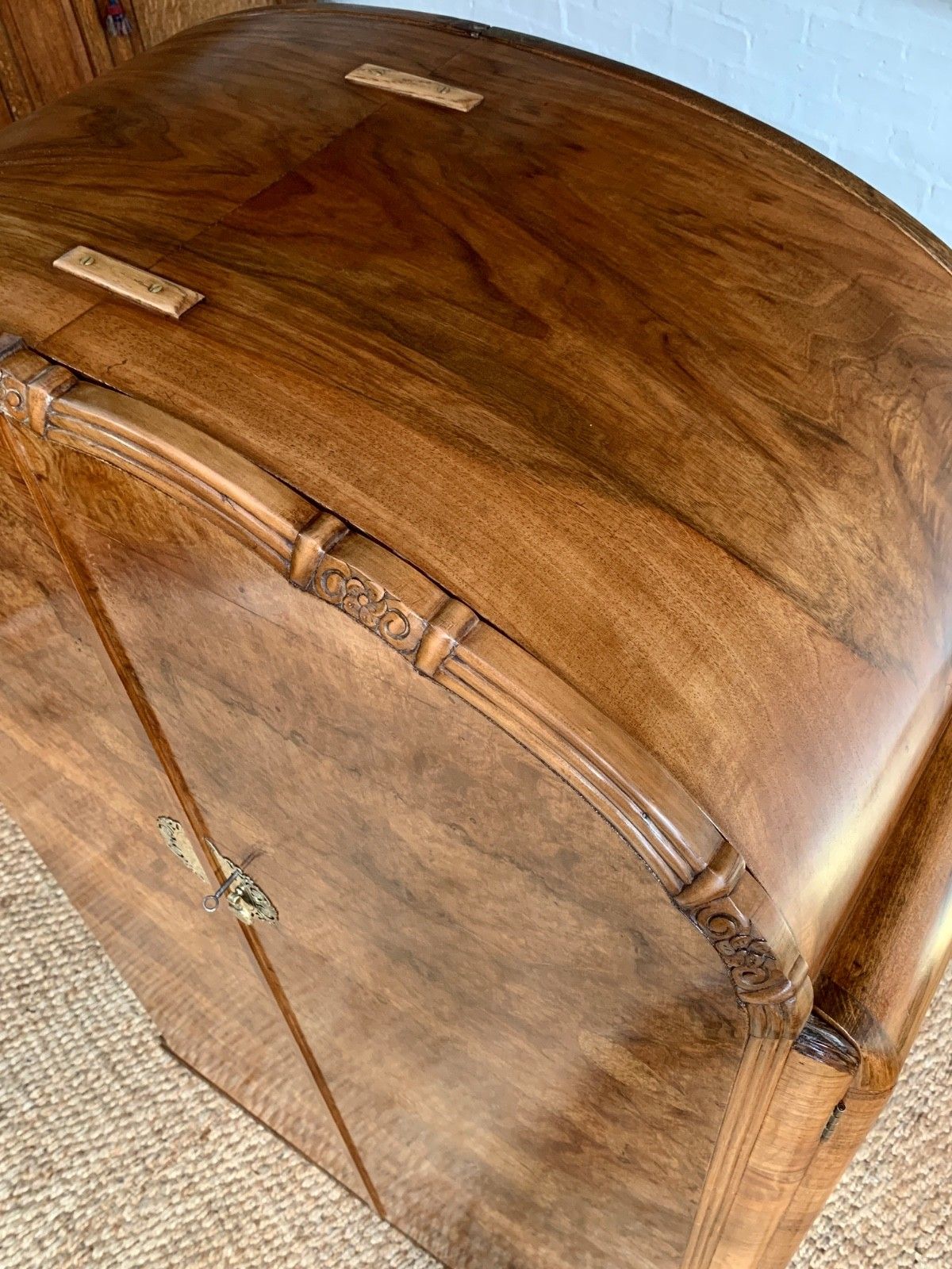 Furniture Art Deco Figured Walnut Double Wardrobe photo