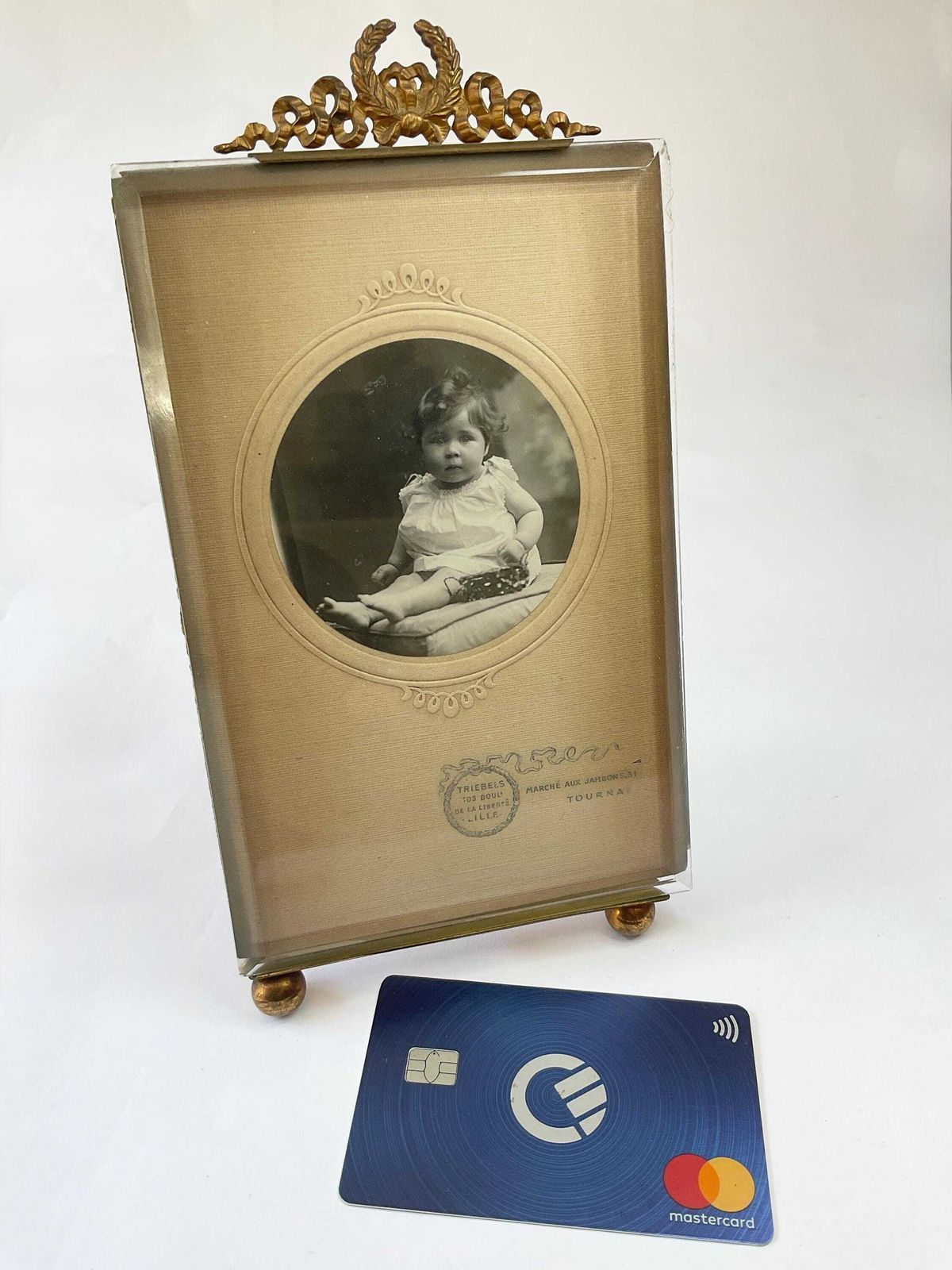 Antique French Gilt Metal And Crystal Glass Photo' Frame, C1890. photo for sale