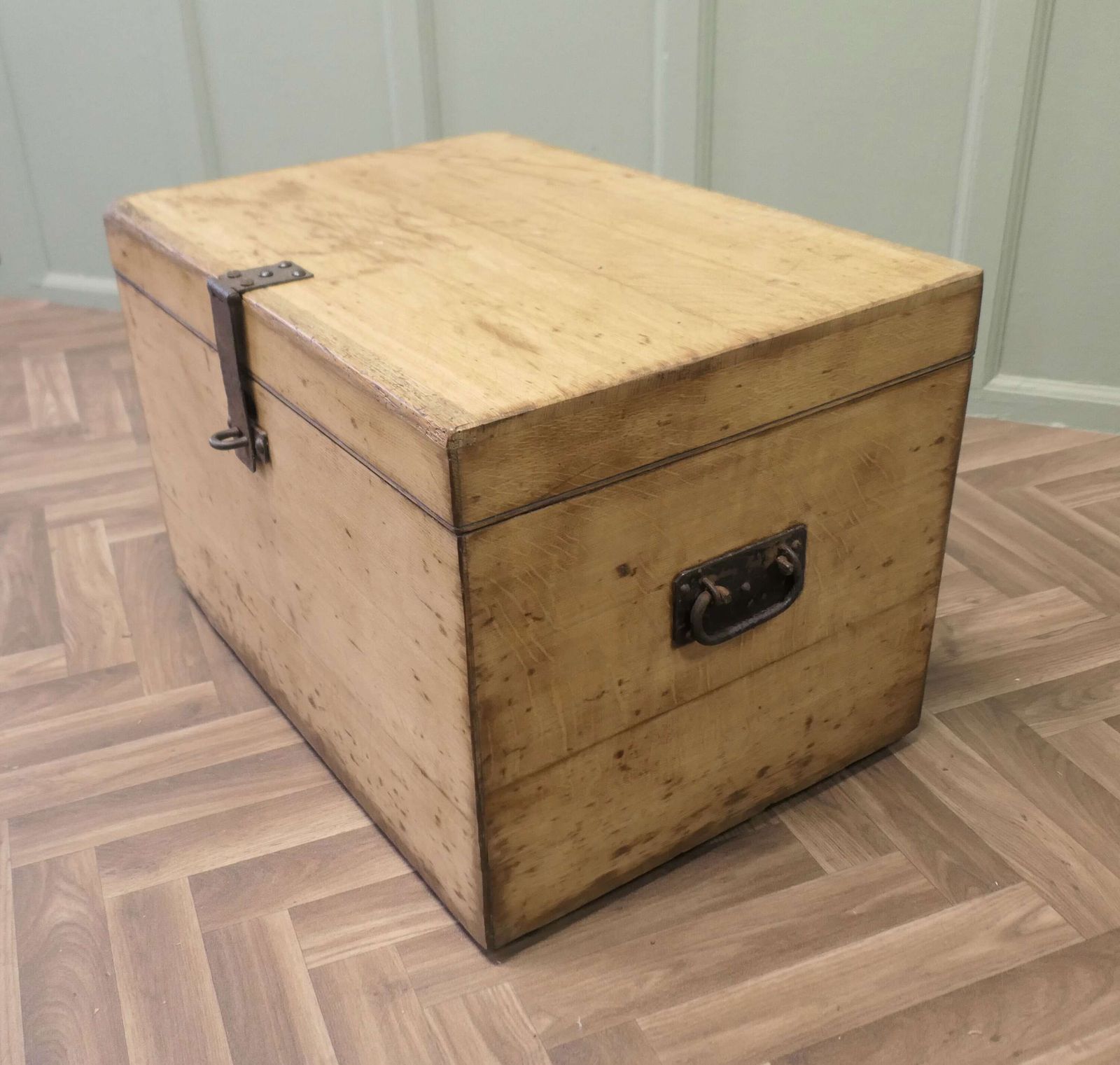 19th C Golden Oak Traveling Silver Chest By Elkington photo for sale