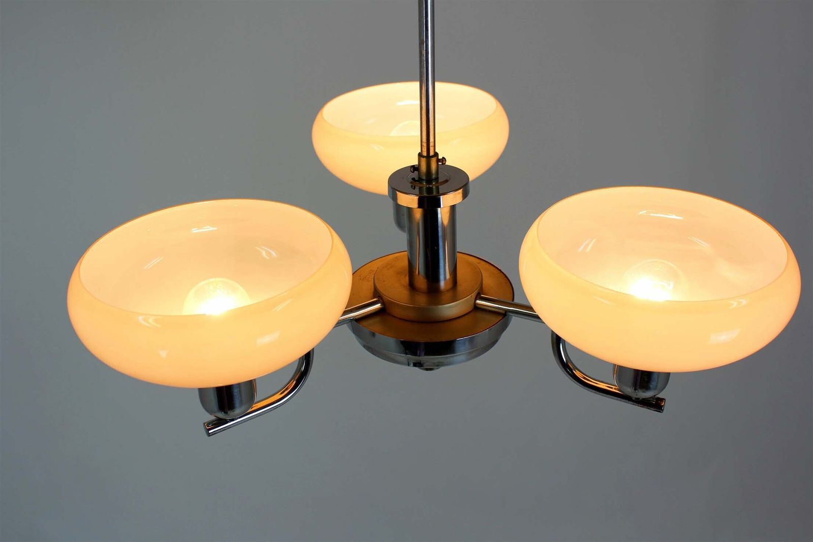 Bauhaus Chrome Chandelier From Napako, Czechoslovakia, 1940s photo vinterior