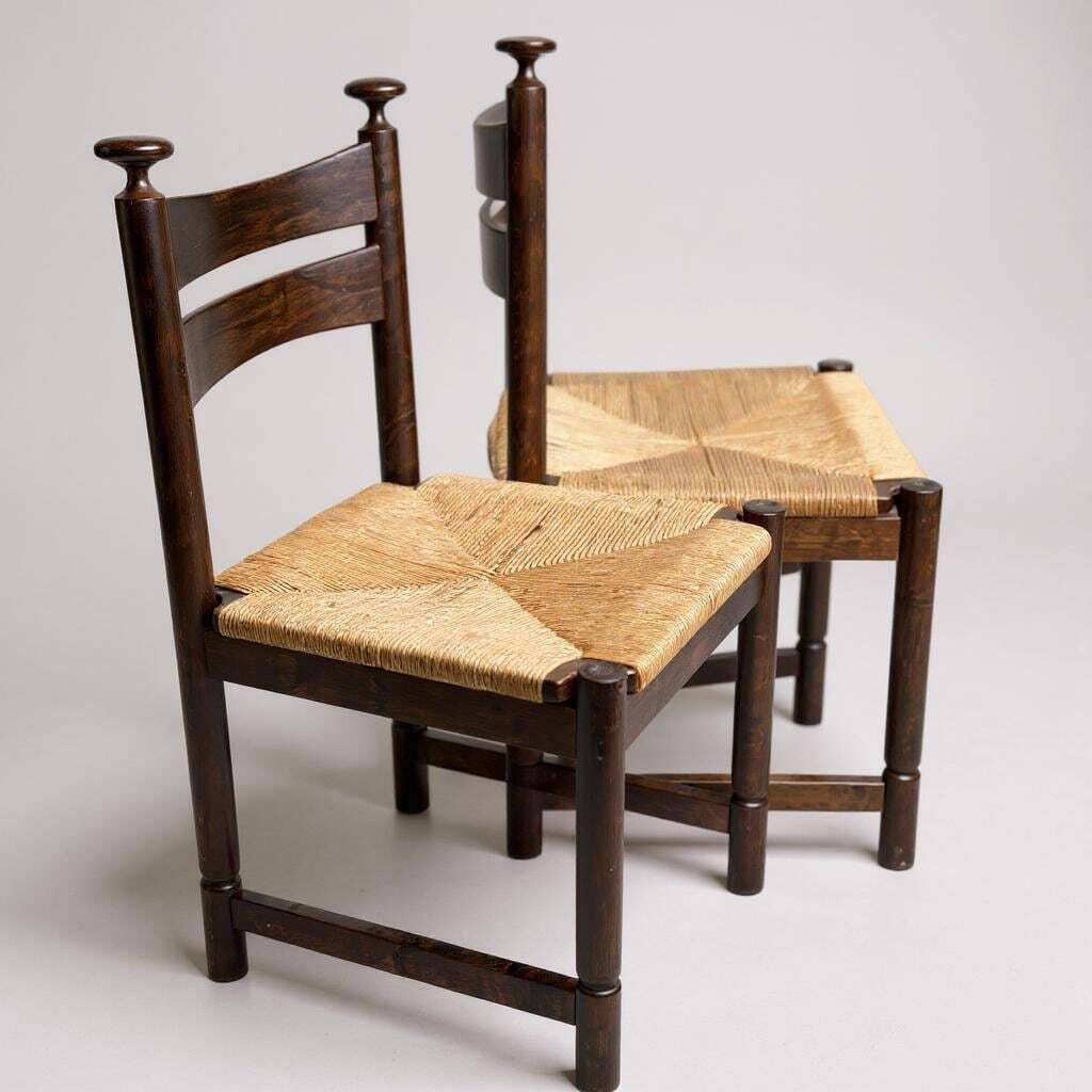 Asko Sisal Weave Chair In Rosewood, Finland, 1960's Papercord Dining Chair Single Vintage Scandinavian Design Chairs