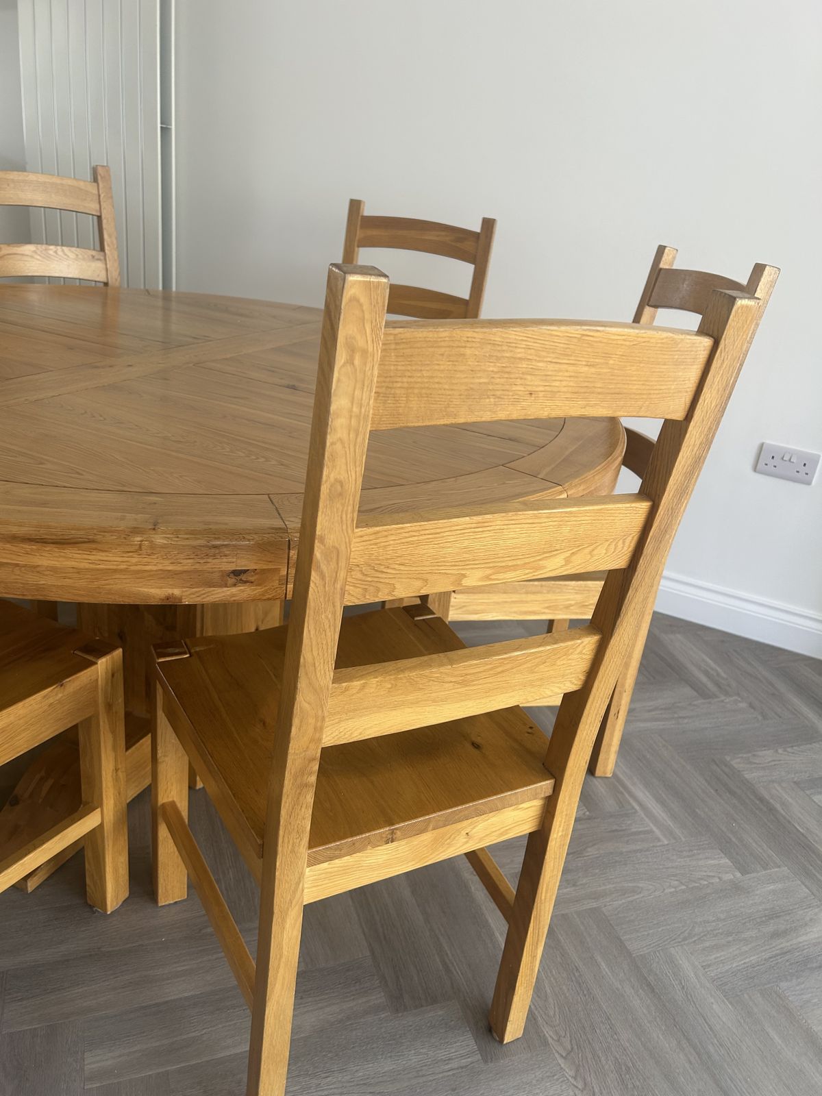 Solid Oak Round Dining Table And Chairs photo Furniture