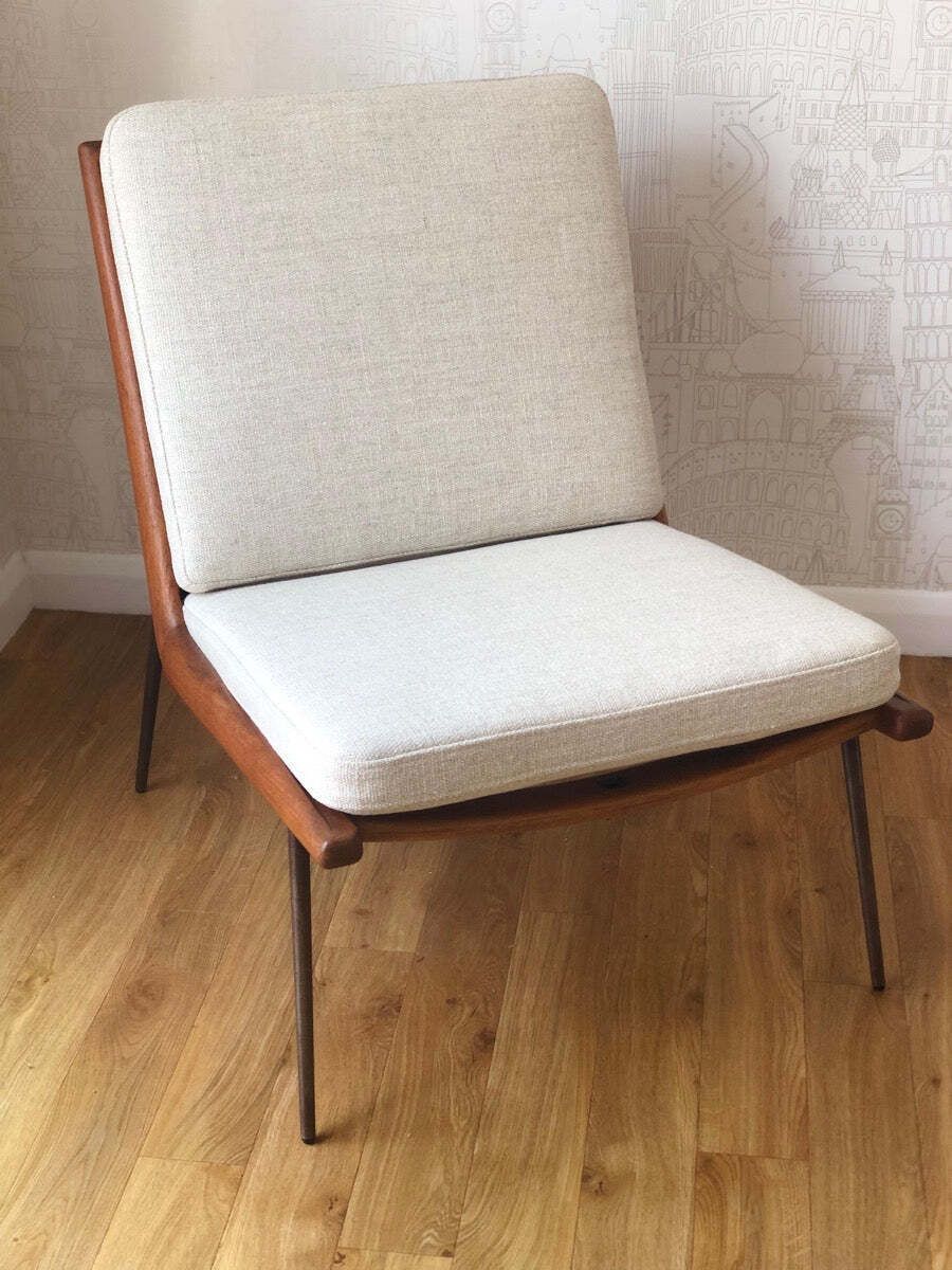 1950s Mid Century Fd134 Danish Teak & Brass Boomerang Chair By France & Søn Designed By Peter Hvidt & Orla Mølgaard Nielsen photo Furniture