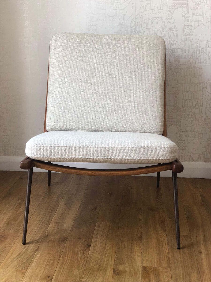 1950s Mid Century Fd134 Danish Teak & Brass Boomerang Chair By France & Søn Designed By Peter Hvidt & Orla Mølgaard Nielsen photo 3850.0