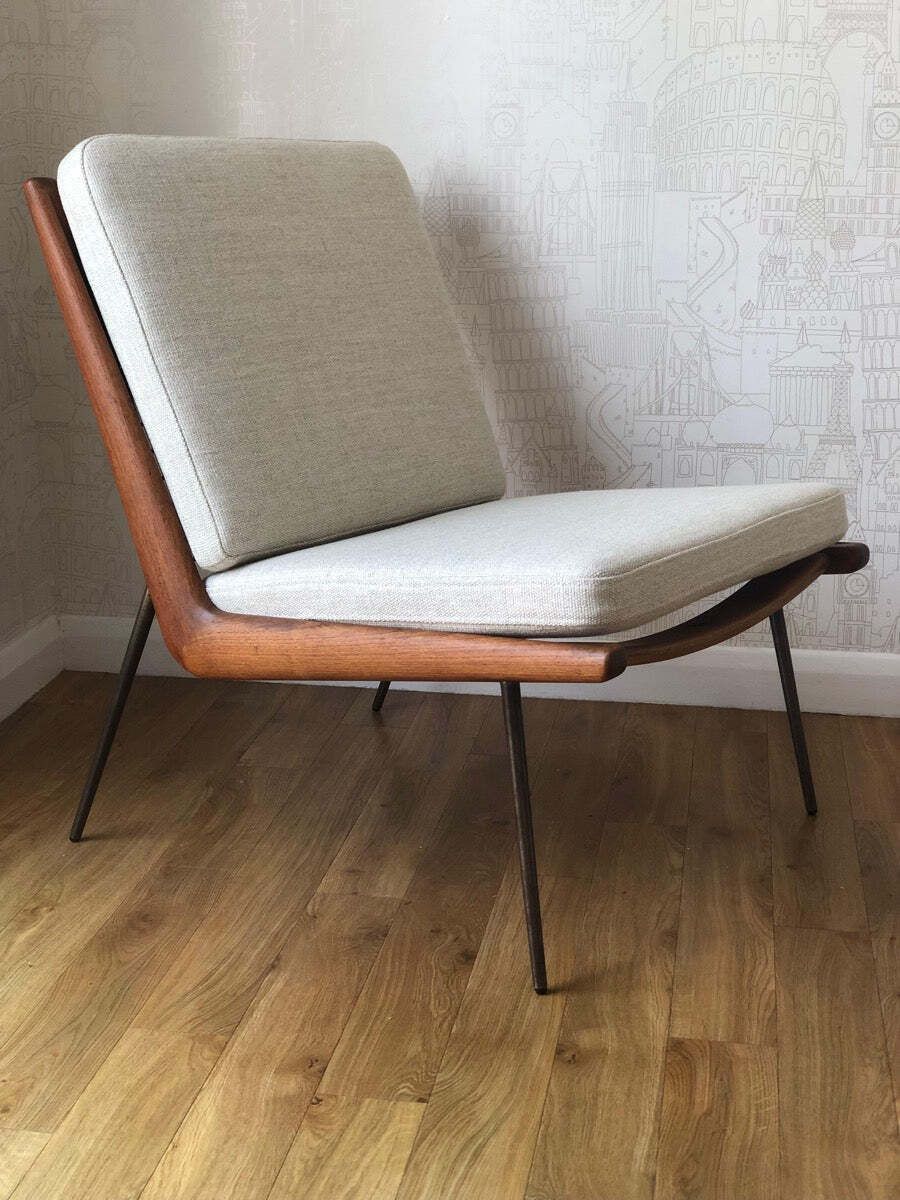1950s Mid Century Fd134 Danish Teak & Brass Boomerang Chair By France & Søn Designed By Peter Hvidt & Orla Mølgaard Nielsen photo buy