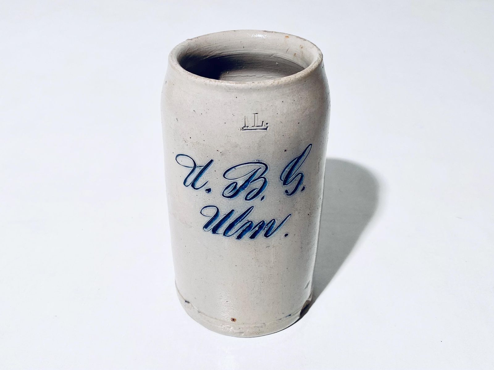Antique German Ceramic Beer Mug U.B.G. Ulm Bavaria / Traditional 1800s Brewery Stein
