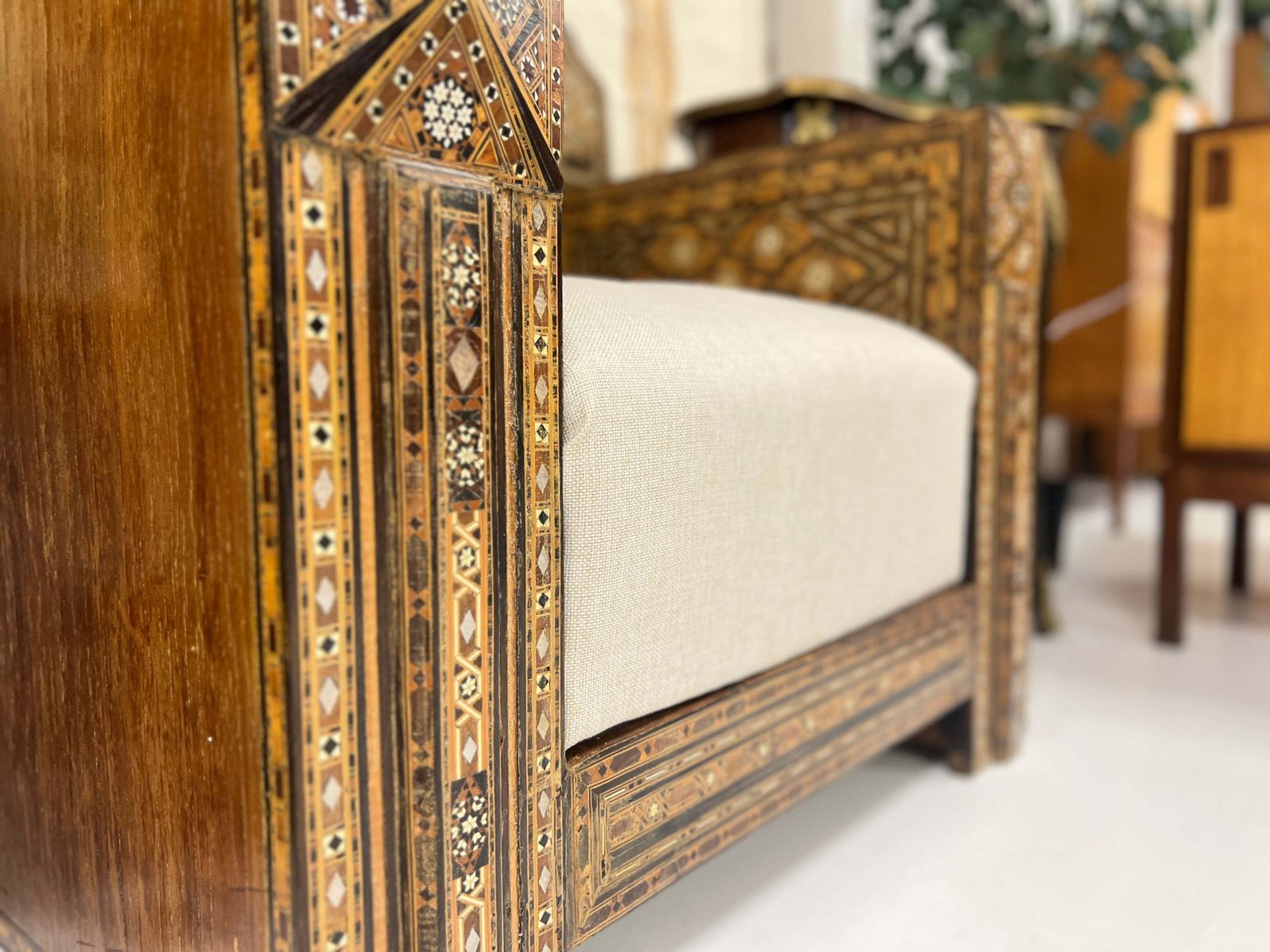 19th Century Moroccan Inlaid Club Chair photo vintage