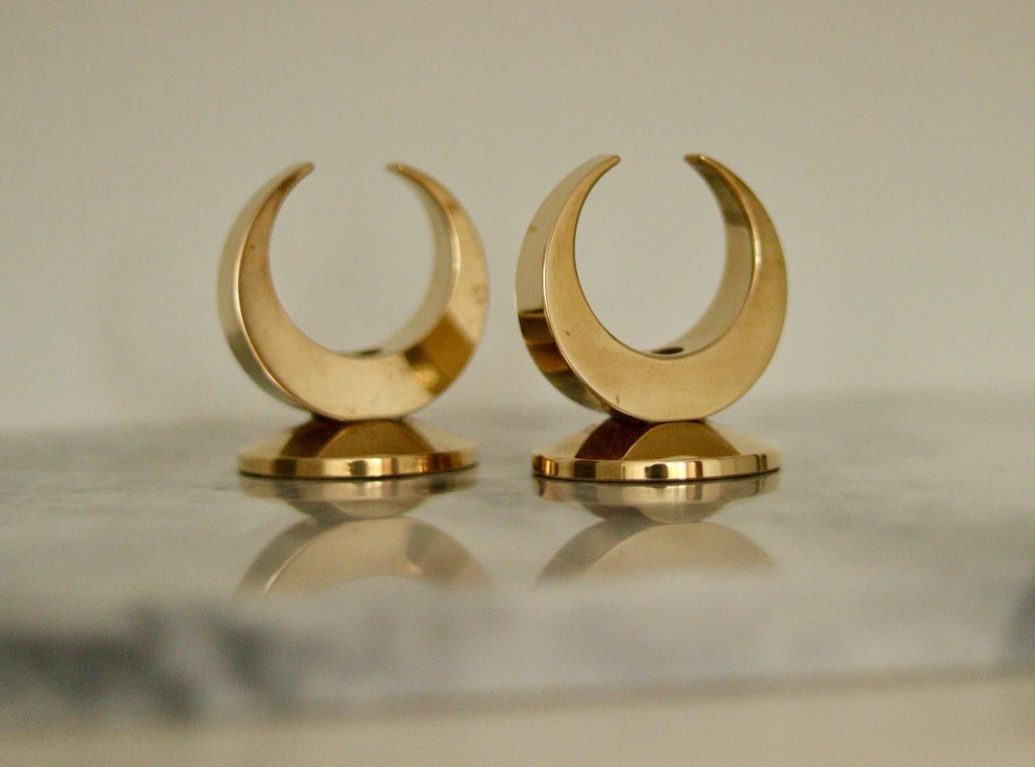 Pair Of Mid Century Swedish Brass Candle Holders By Arthur Pe Kolbäck