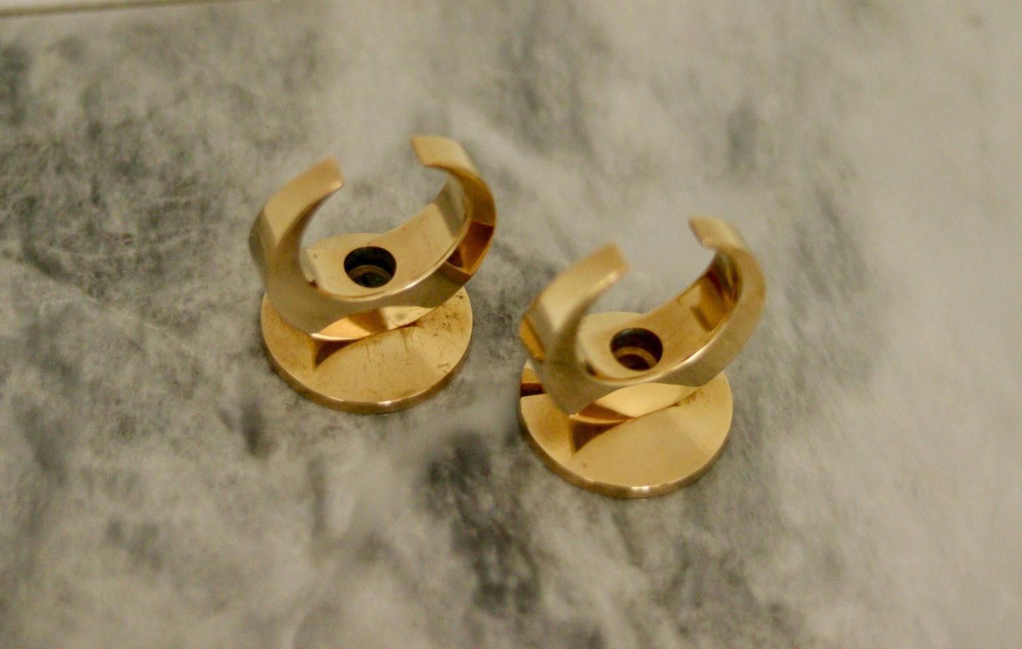 photo furniture Pair Of Mid Century Swedish Brass Candle Holders By Arthur Pe Kolbäck