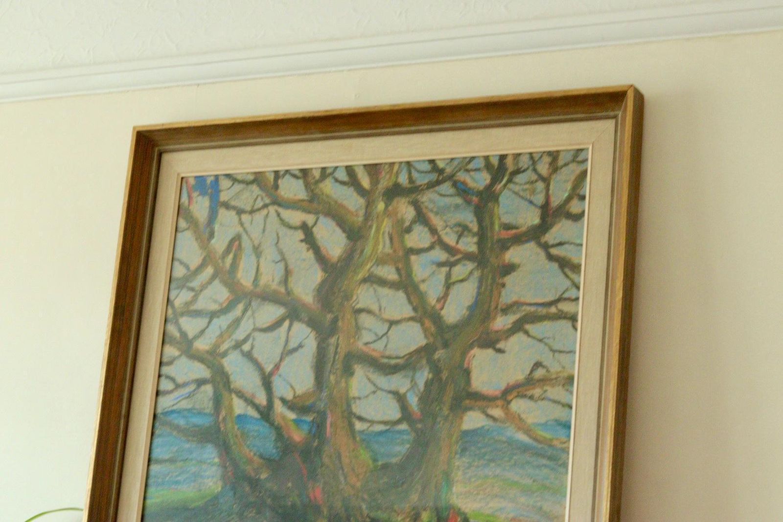 Original Mid Century Mixed Media On Pasted Paper – “Alte Baum” – Hans Tombrock – Vintage & Framed Glazed, 89 X 76.5 Cm (35 X 30.1 In) photo for sale
