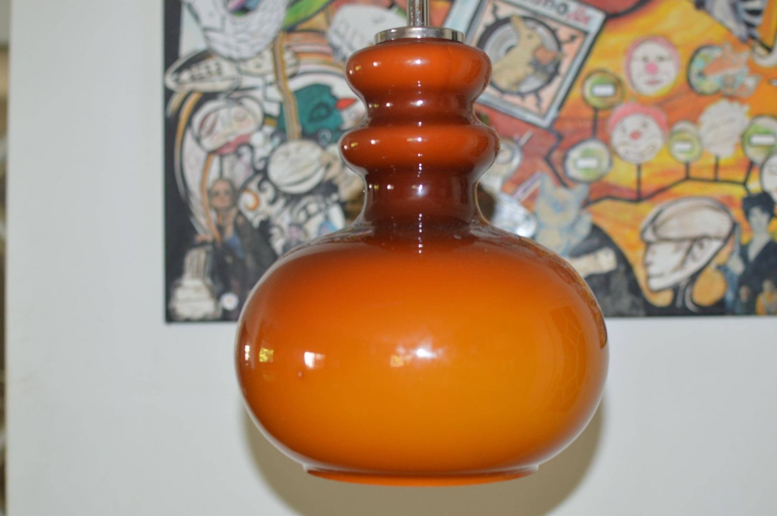 Lamp Uefo Midcentury Pop 1960/70 Opaline Glass Amber photo buy