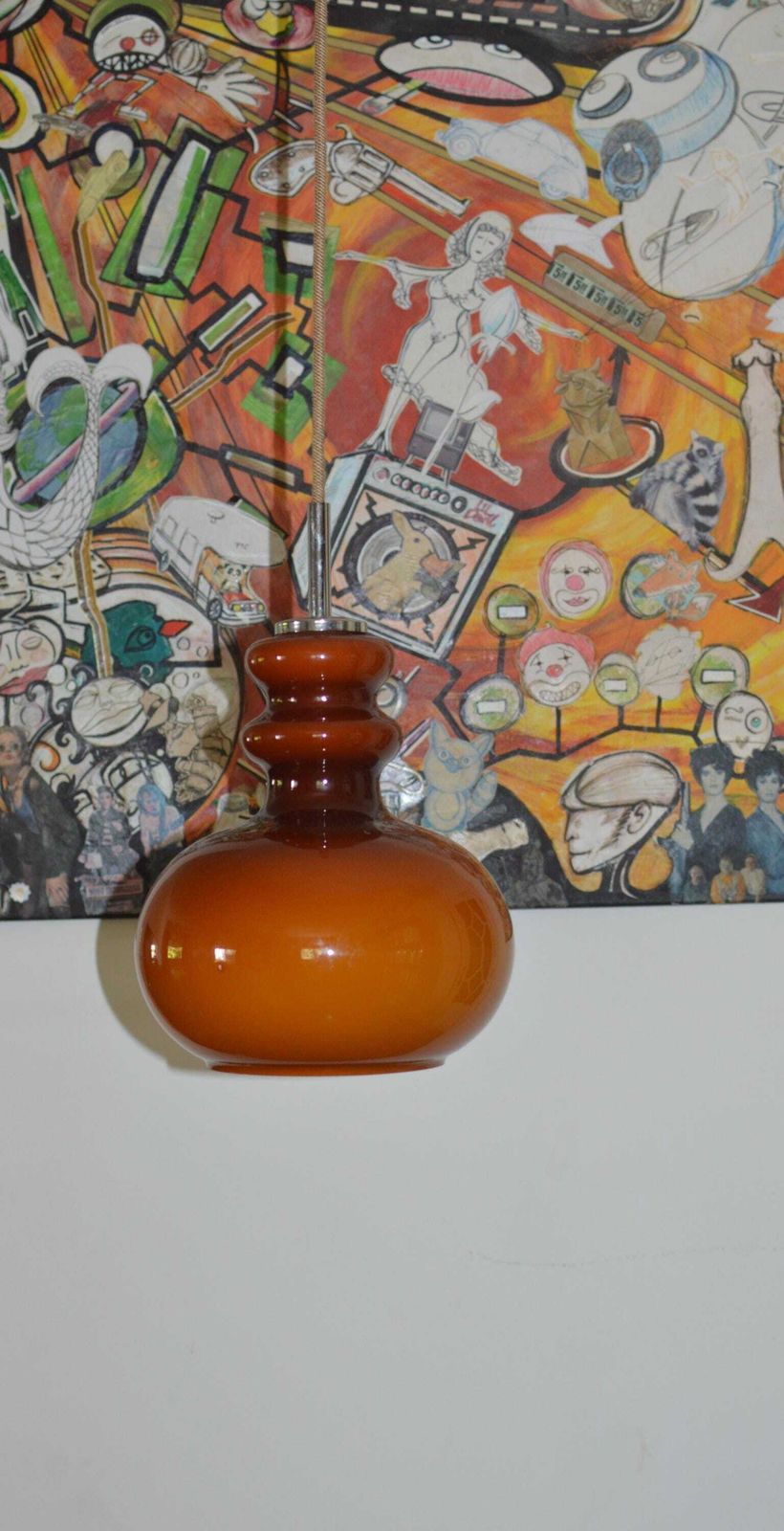 photo furniture Lamp Uefo Midcentury Pop 1960/70 Opaline Glass Amber