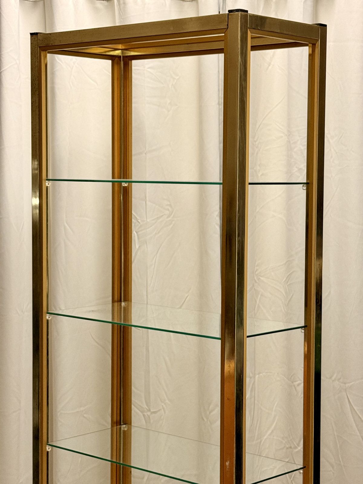 Italian Hollywood Regency Tall Brass & Glass Etagere By Renato Zevi photo for sale