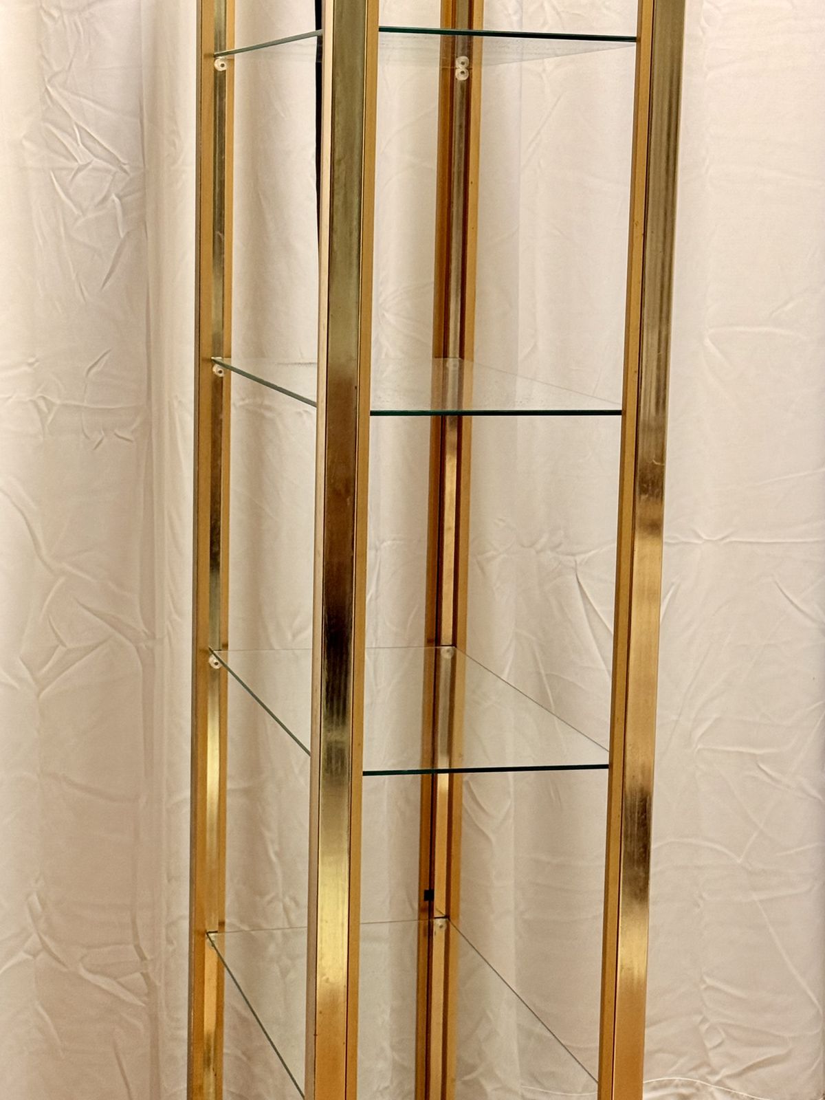 photo vinterior Italian Hollywood Regency Tall Brass & Glass Etagere By Renato Zevi