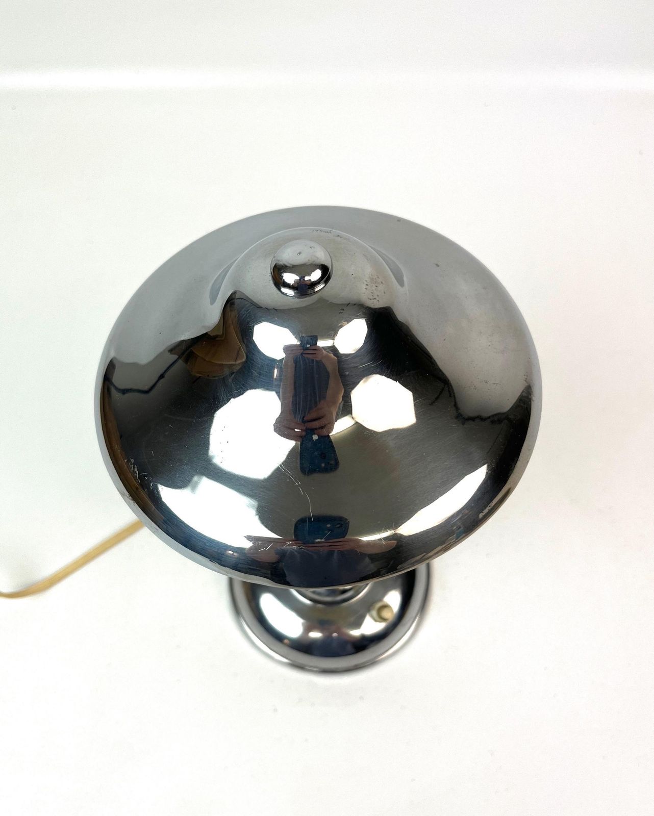 Rare Bauhaus Art Deco Chrome Wood Mushroom Desk Lamp 1930 photo buy