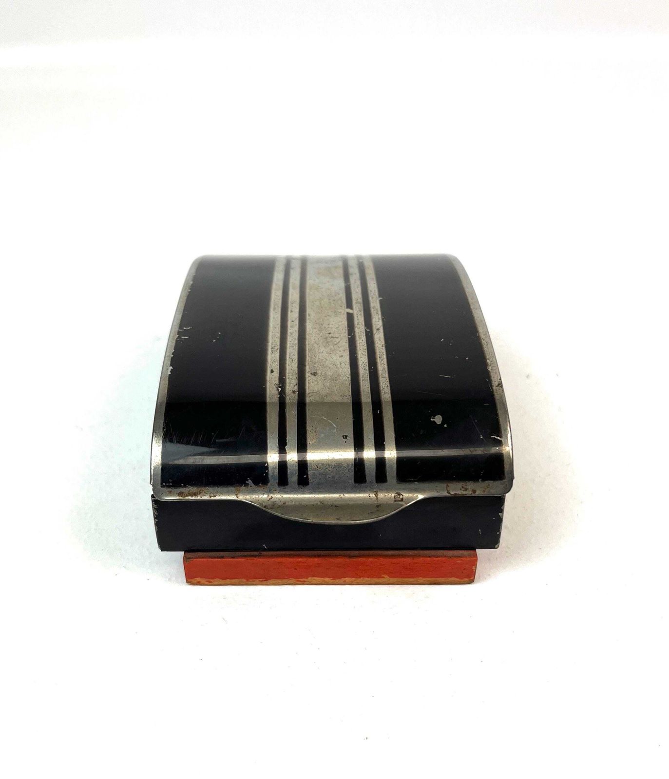 Rare Bauhaus Streamline Art Deco De Stijl Jewelry Box Suprematism Enamel Case Germany 1930 photo vintage