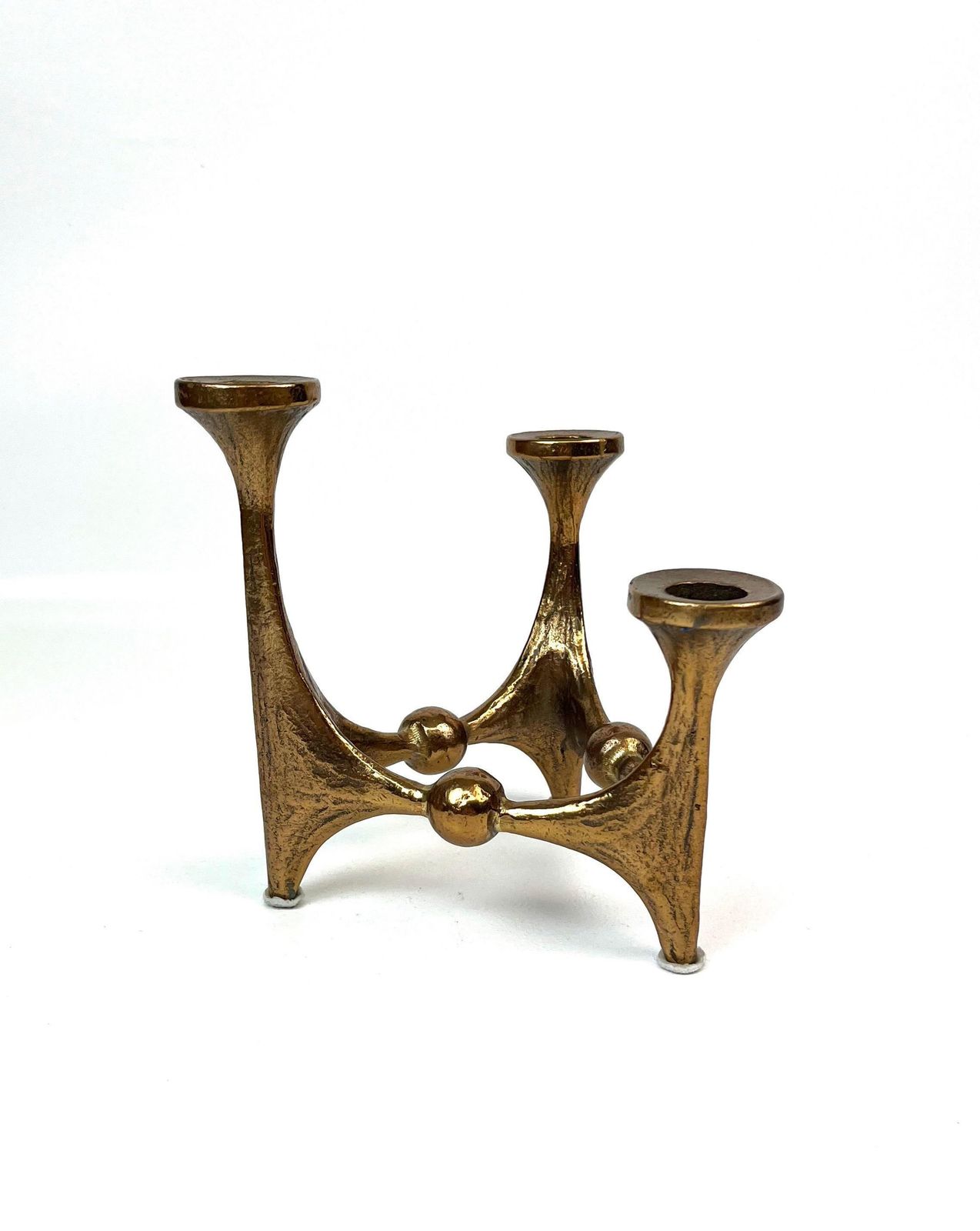 Beautiful Mid Century Solid Bronze Brutalist Candle Holder By Michal Harjes Germany 1960 photo vintage