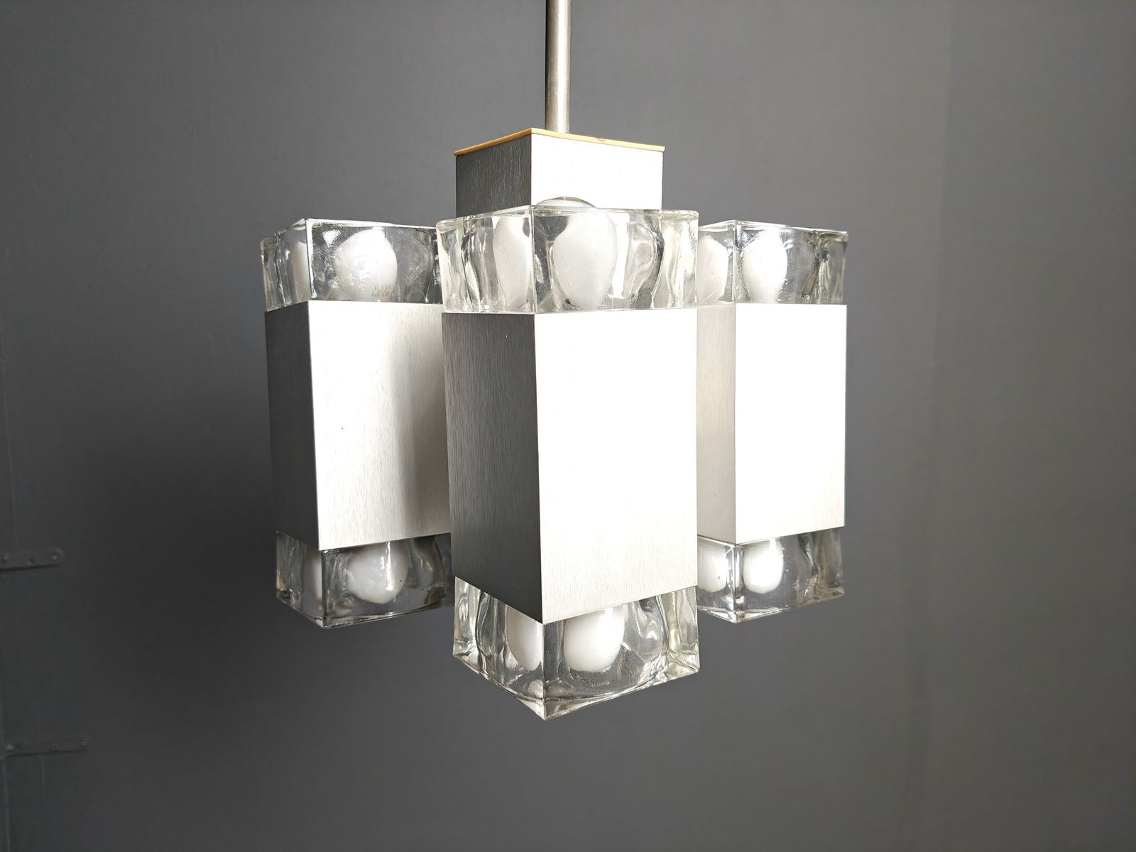 595.0 Vintage Italian Cubic Chandelier By Gaetano Sciolari, 1970s photo